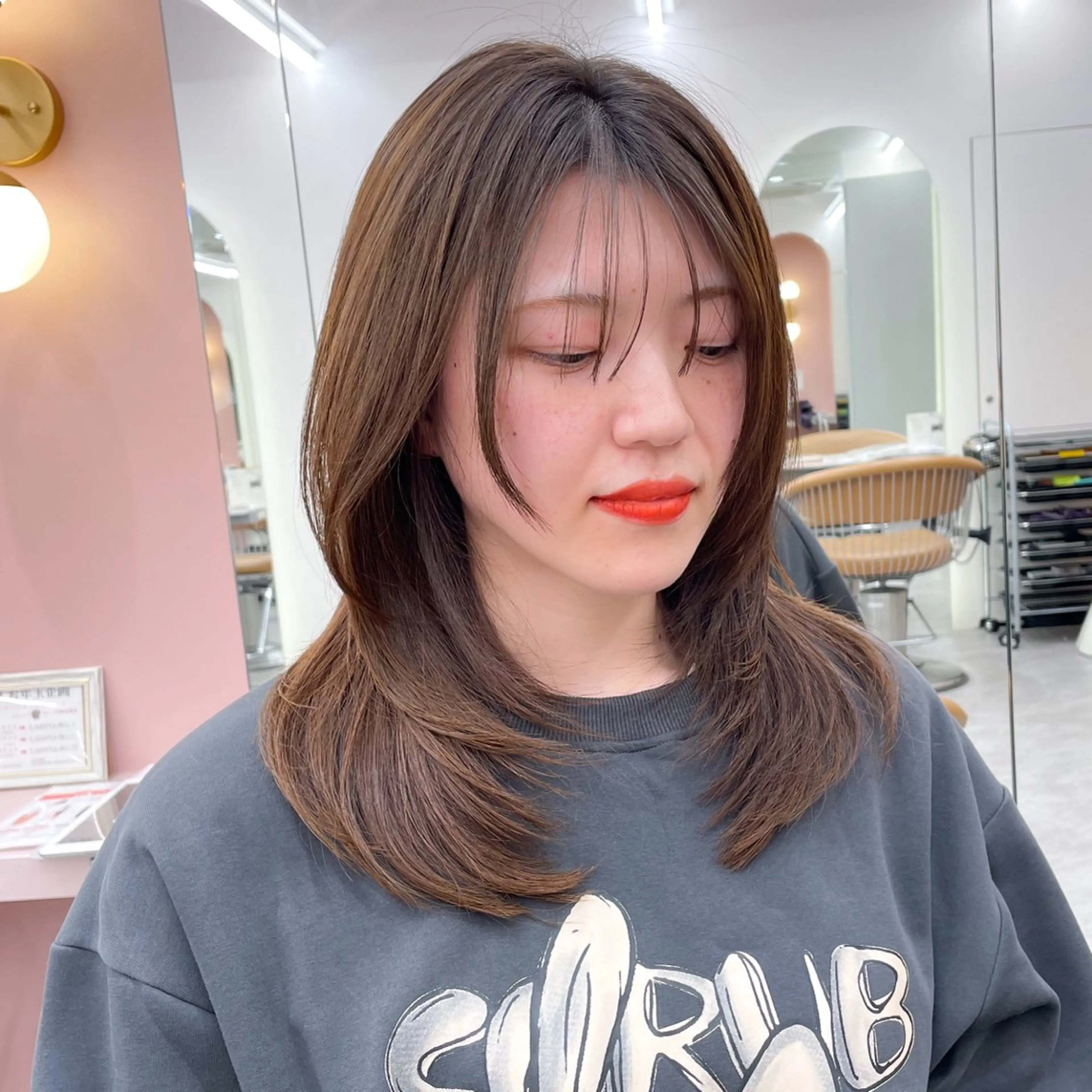 セミロング カラー カット ヘアカラー トリートメント 縮毛矯正/ストンボブ Wカラー💎ヒデジのヘアスタイル