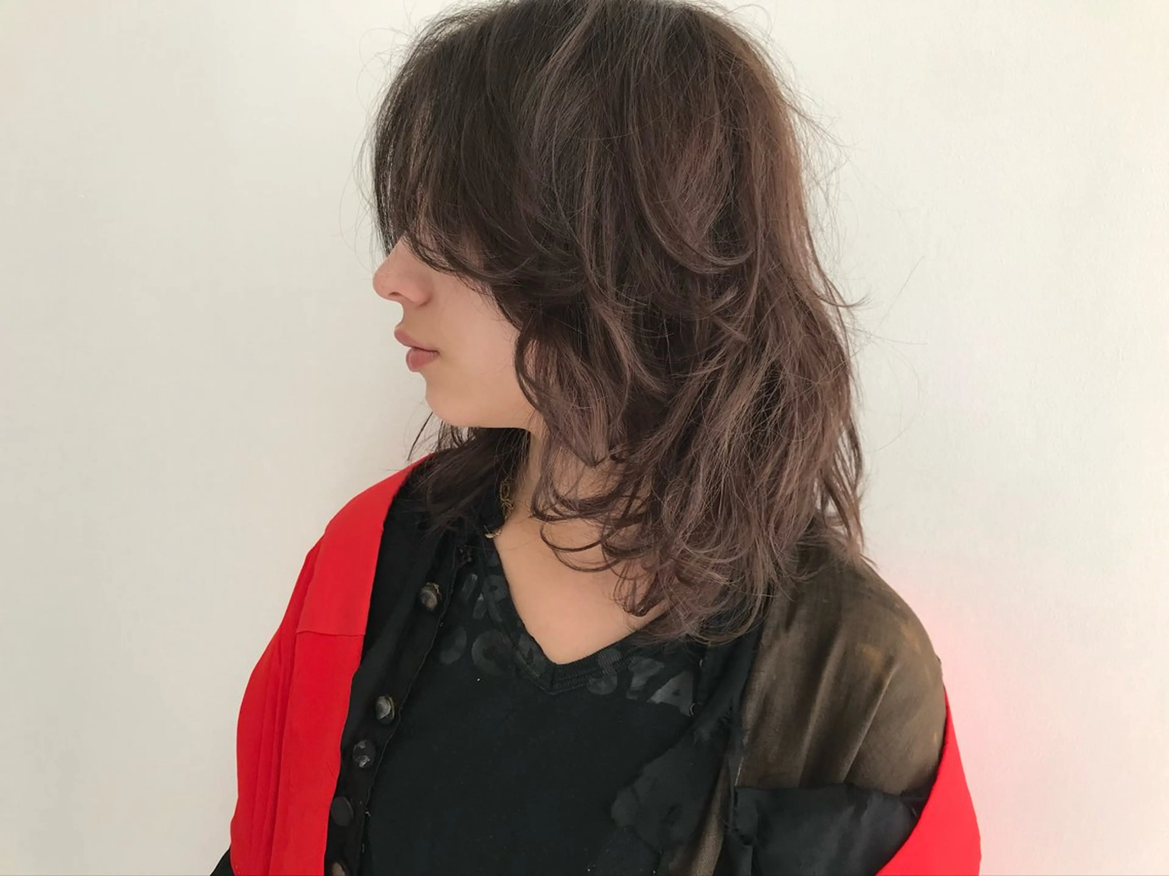 セミロング カラー パーマ セミロングパーマ ベージュカラー ウルフカット ENO センター南のヘアスタイル