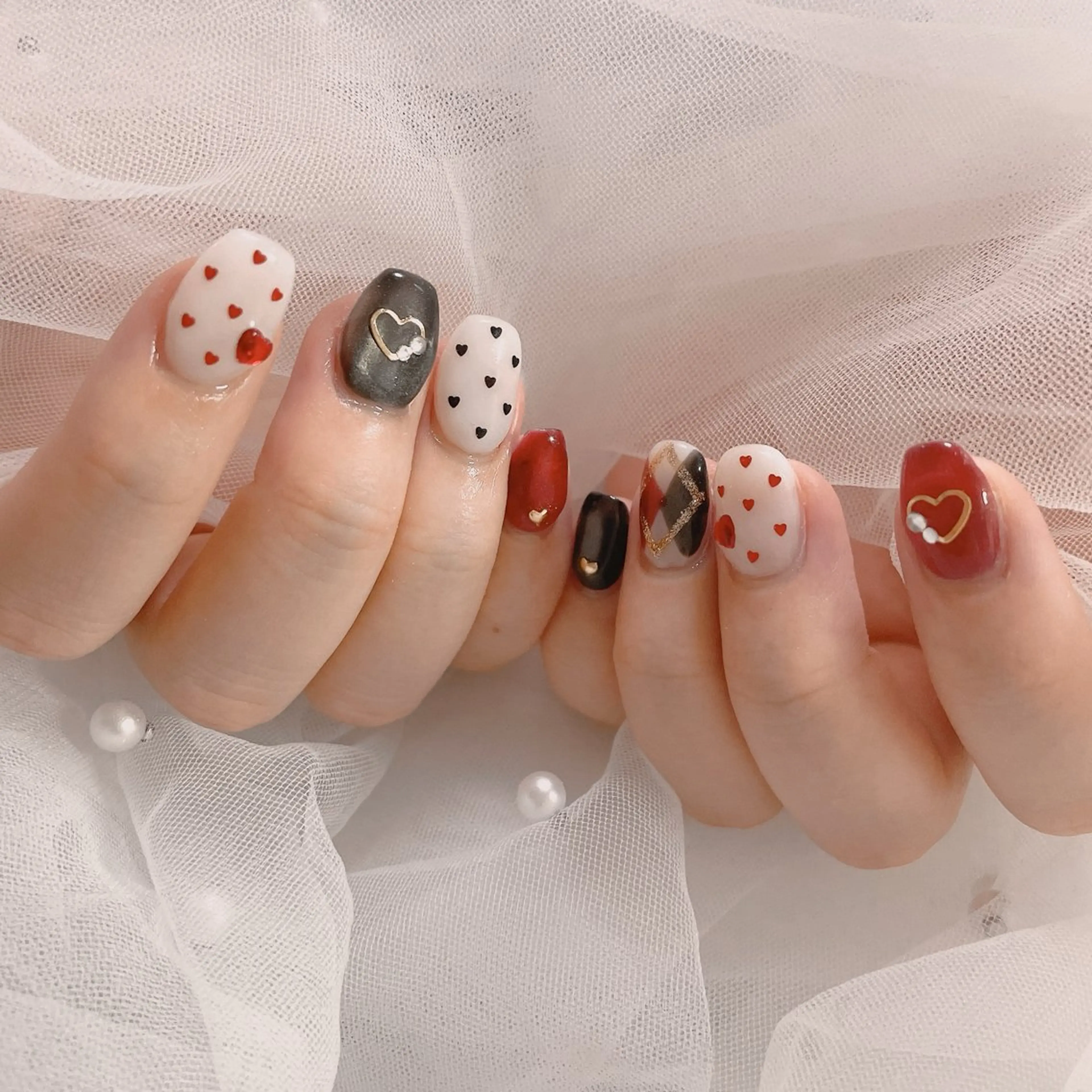 ネイル ハート ハンドネイル ネイルサロン なっちゃん(古千谷)のネイルデザイン