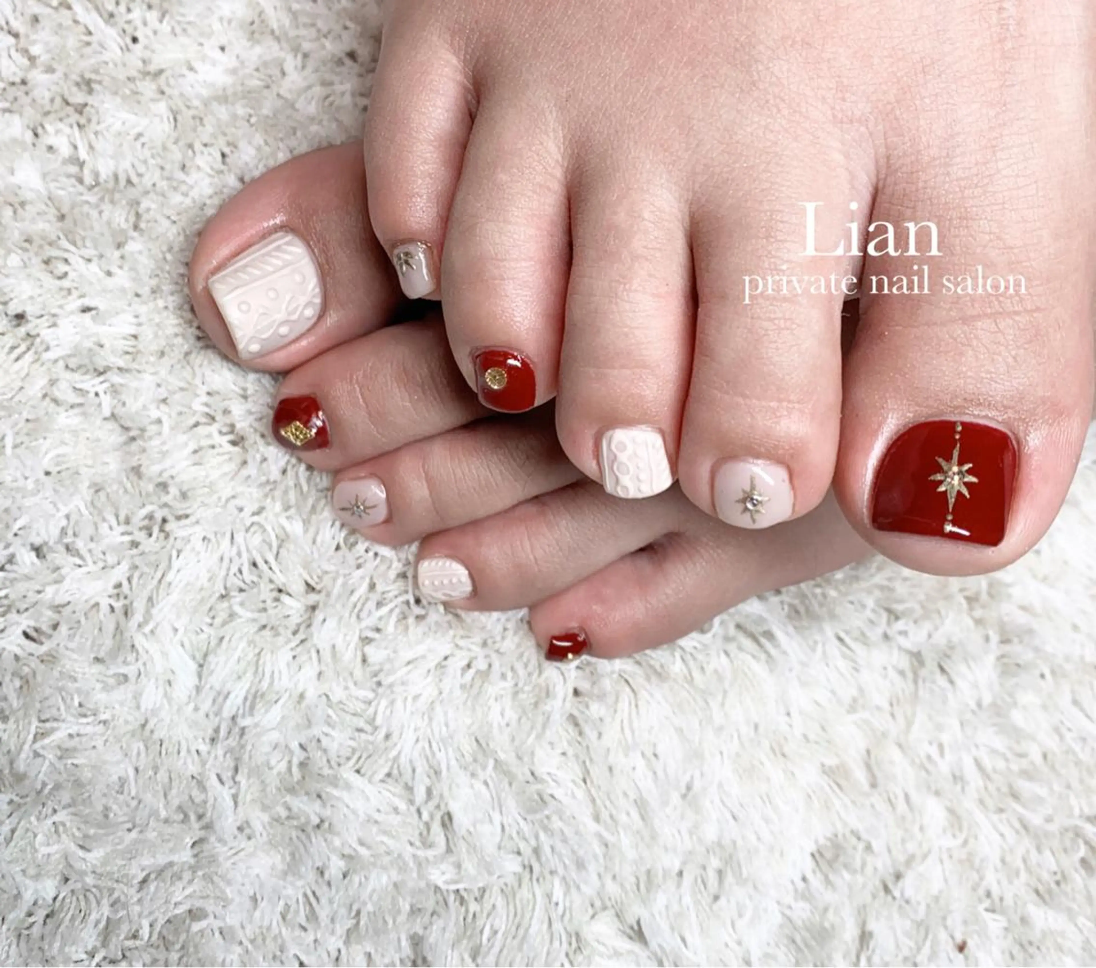 ネイル アートネイル ボルドー フットネイル マットネイル 冬ネイル nailsalon Lenoaのネイルデザイン