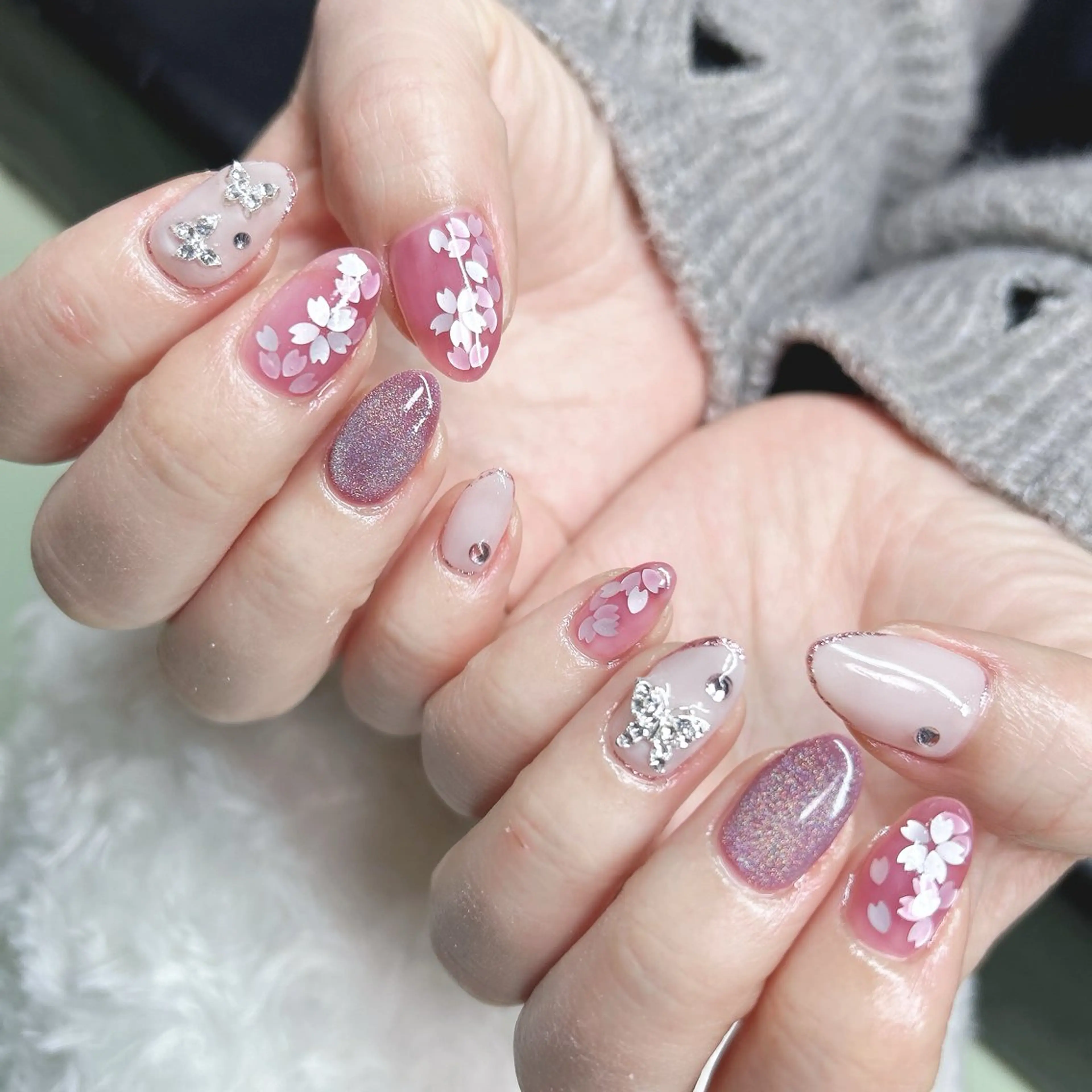 ネイル 桜ネイル 春ネイル ハンドネイル フットネイル Nail salon Stellaのネイルデザイン