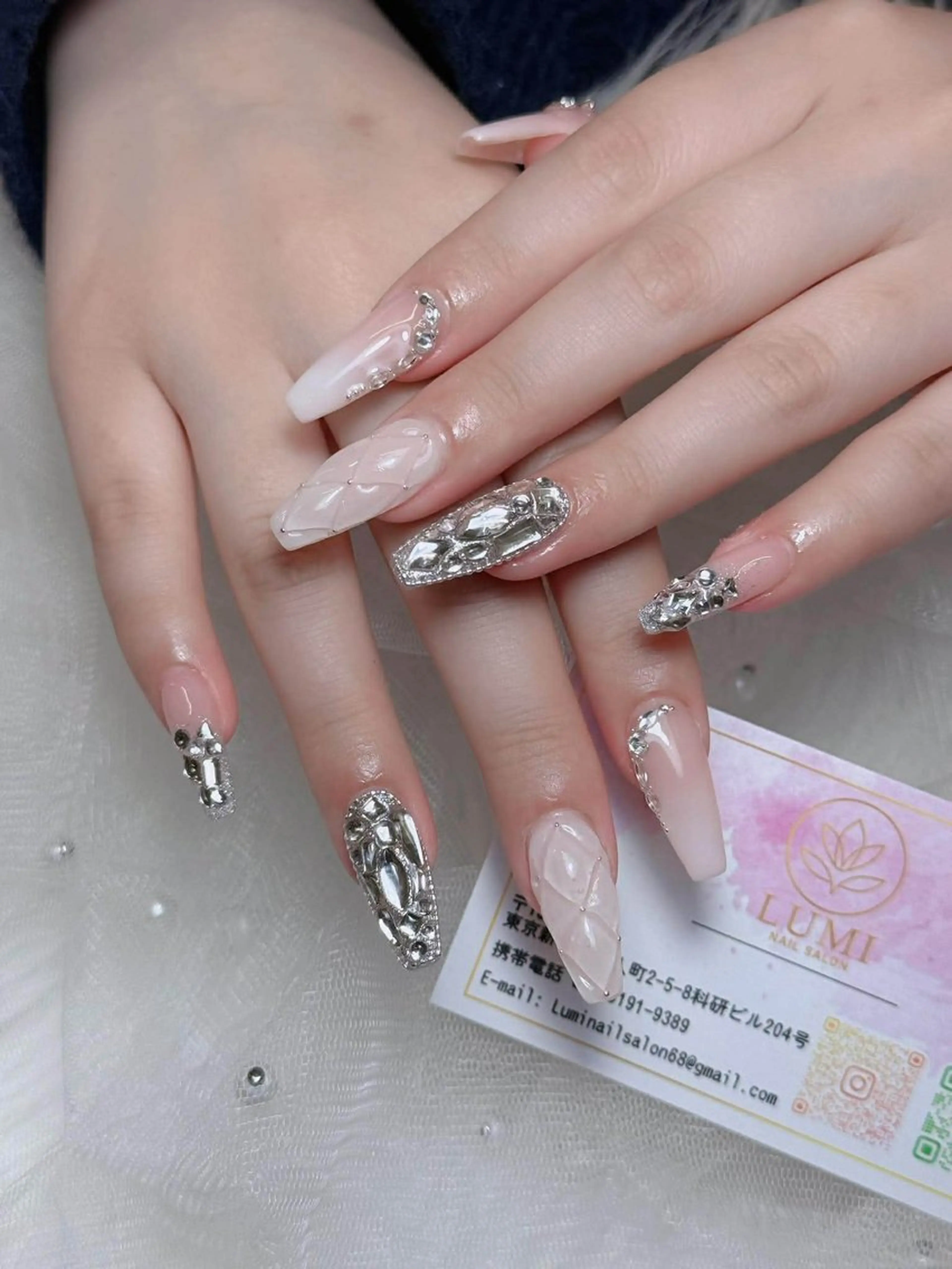 ネイル オーロラネイル チークネイル 長さ出し フレンチネイル 韓国ネイル ハンドネイル Lumi Shinokuboのネイルデザイン