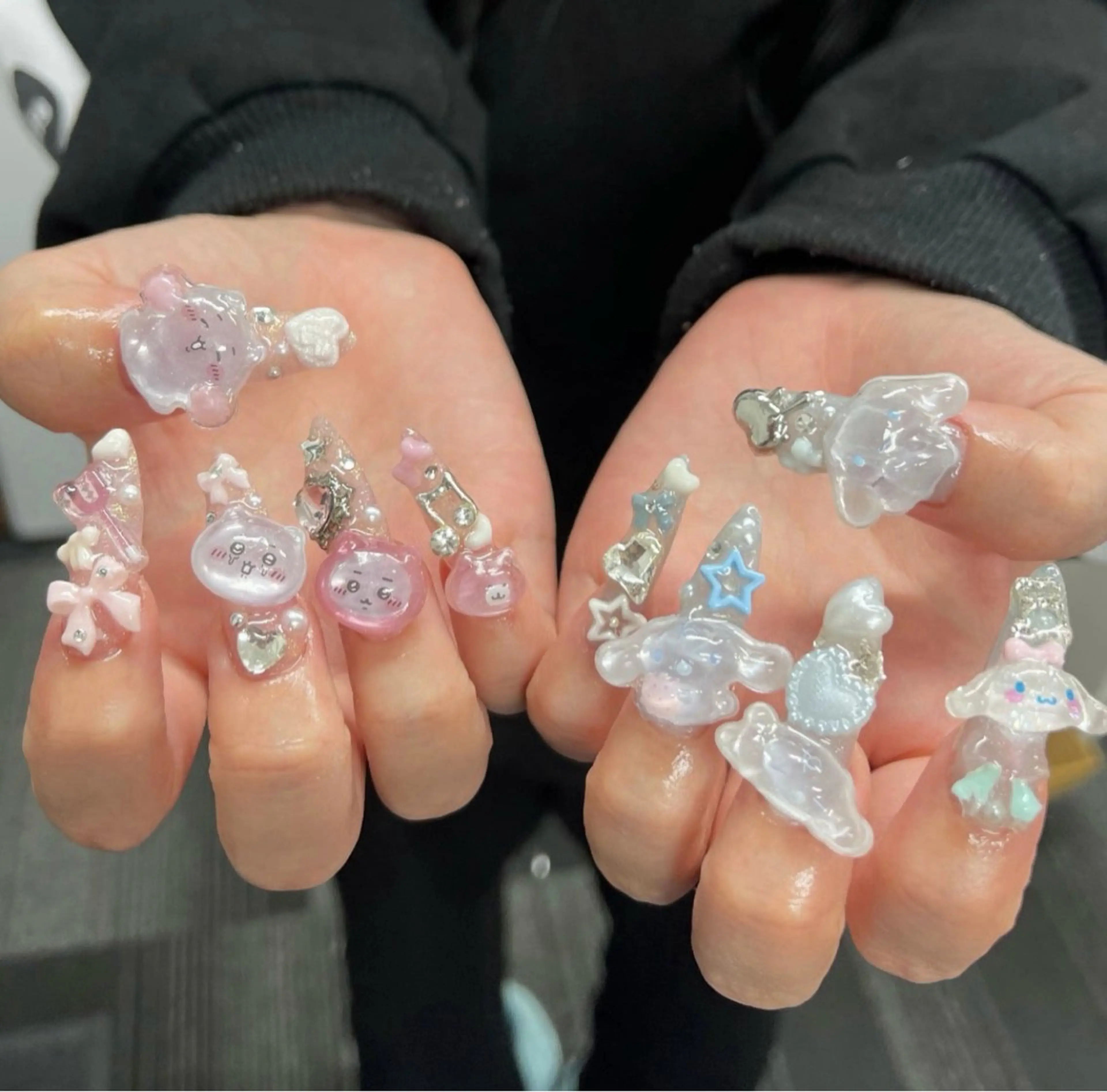 ネイル 長さ出し フレンチネイル 韓国ネイル レース マグネットネイル yuna ユナのネイルデザイン