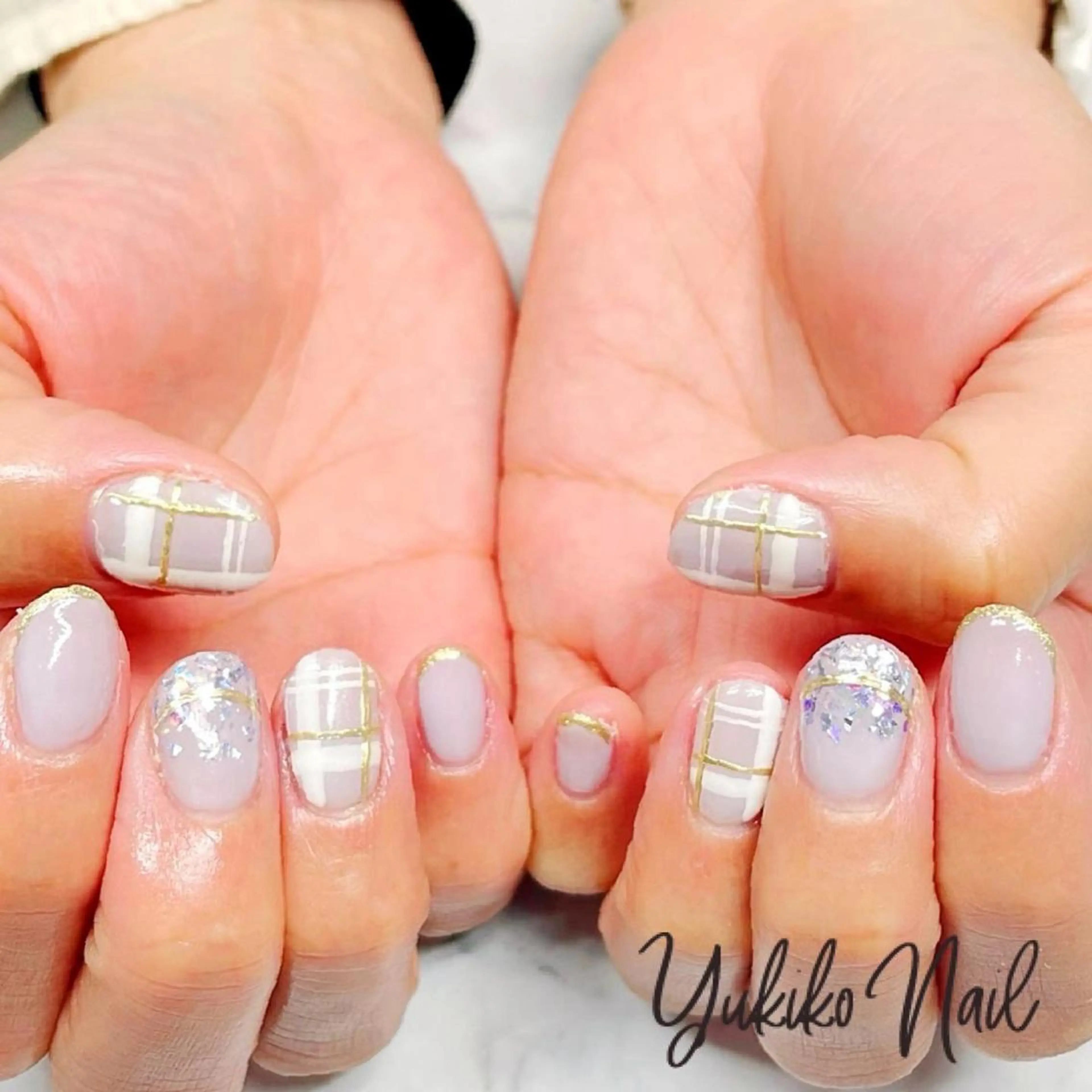 ネイル パープル 冬ネイル ハンドネイル ユキコ ネイルのネイルデザイン