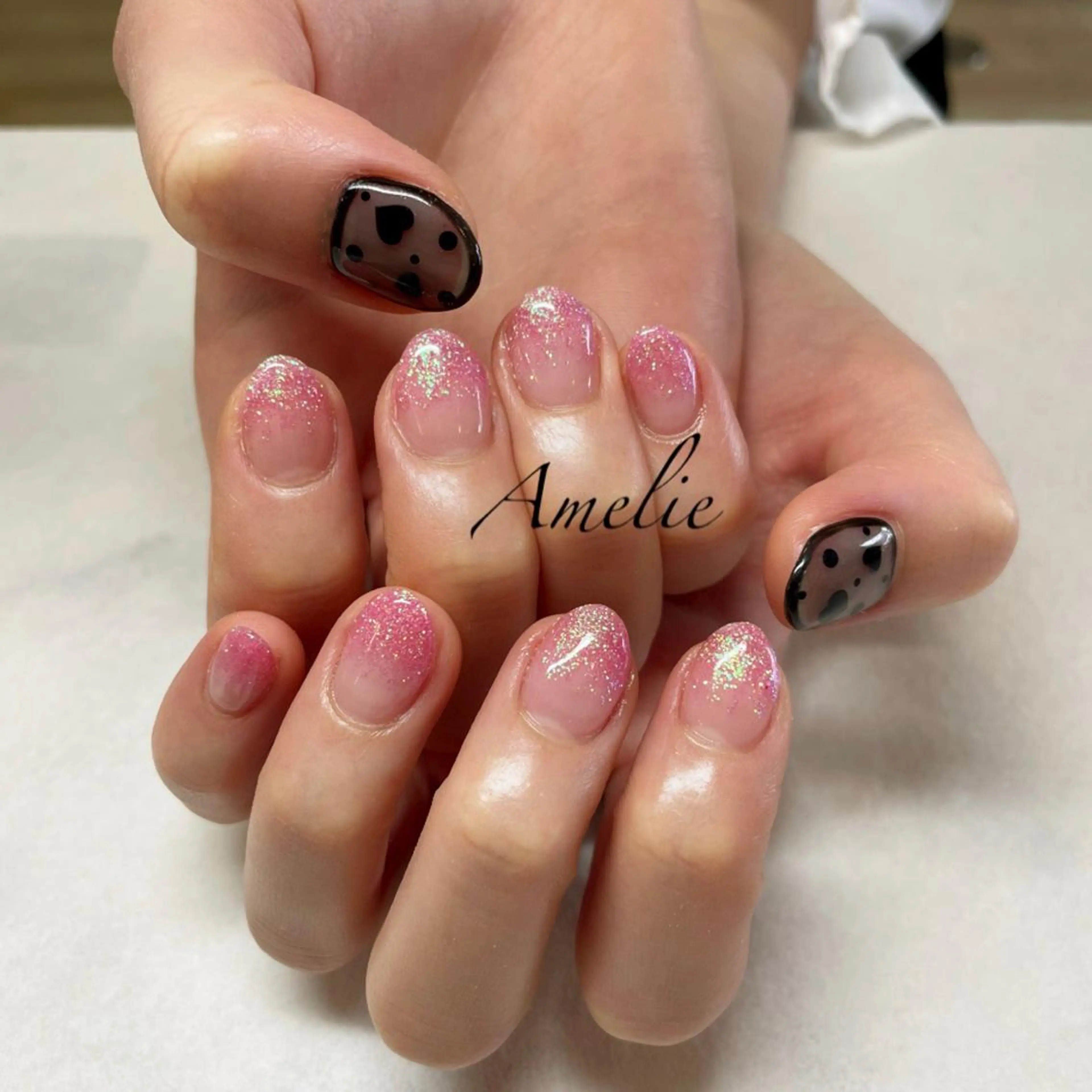 ネイル アートネイル グラデーション ラメ(グリッター) ラメグラデーション ストーンネイル yo koのネイルデザイン