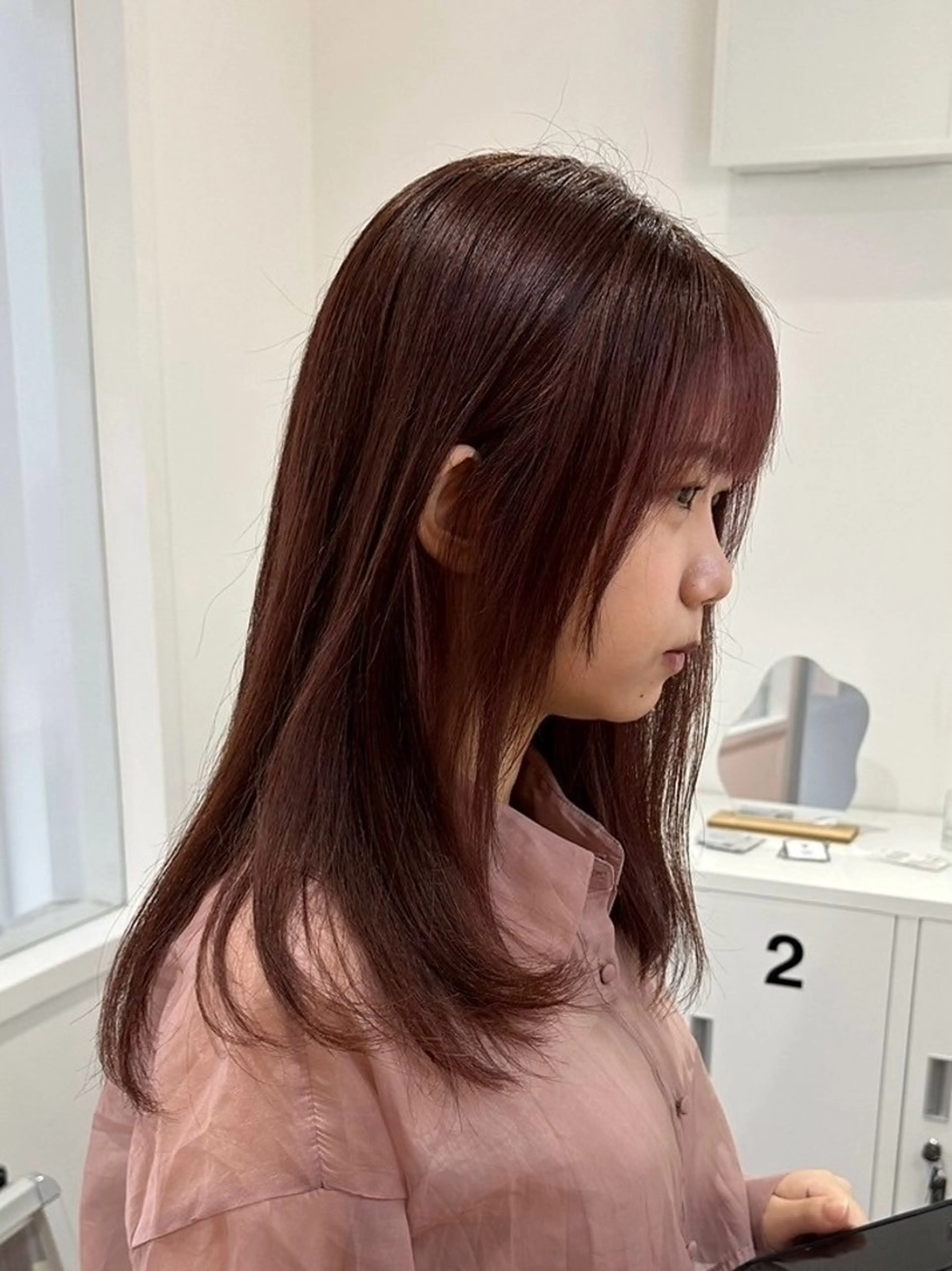 セミロング カラー ブラウンカラー ピンクカラー ピンクブラウン レッドカラー レッドブラウン ヘアカラー トリートメント suiw ♡AYA♡のヘアスタイル