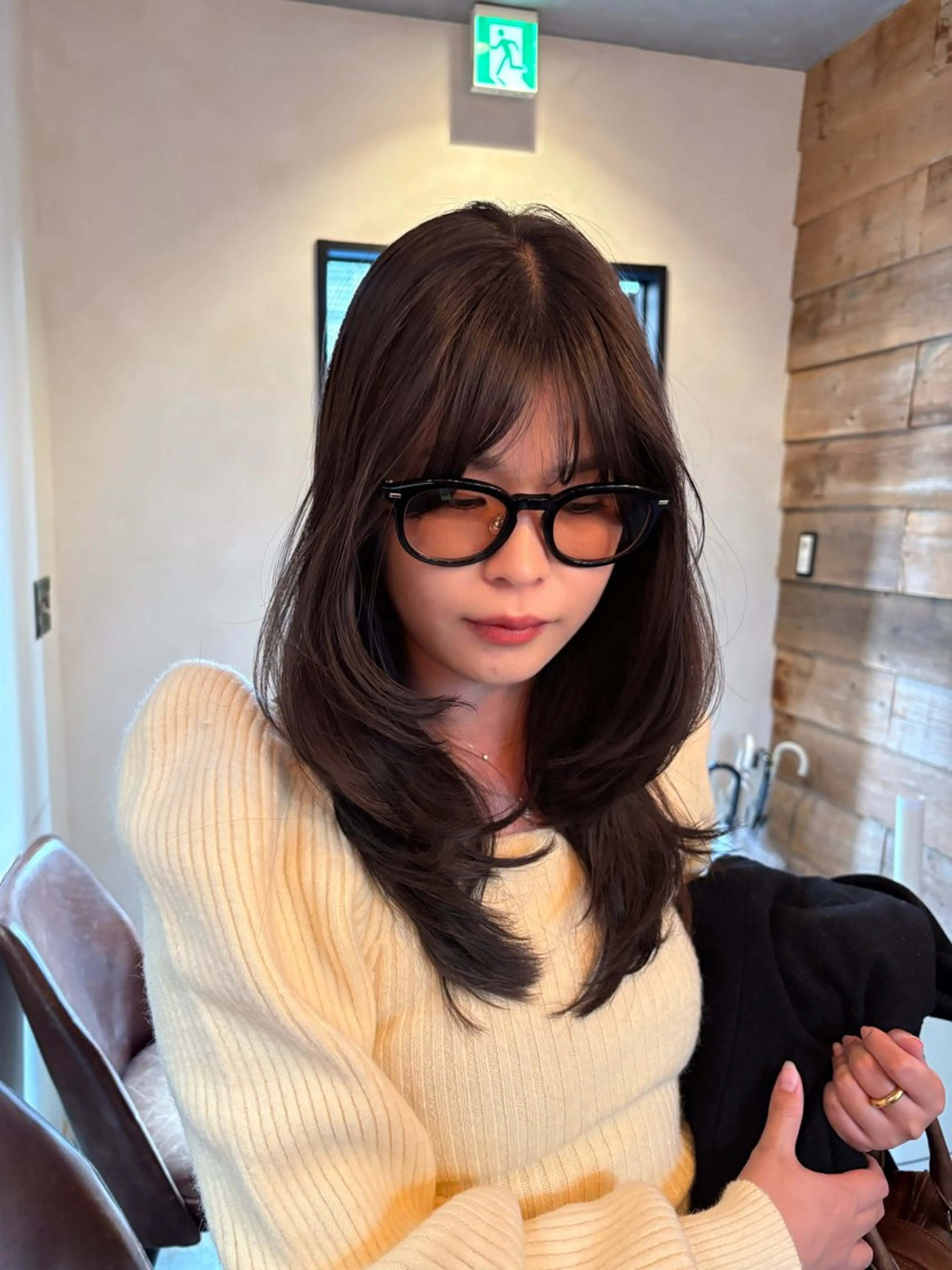 セミロング カラー パーマ カット ヘアカラー レイヤー/透明感/ ブリーチなし/わかなのヘアスタイル