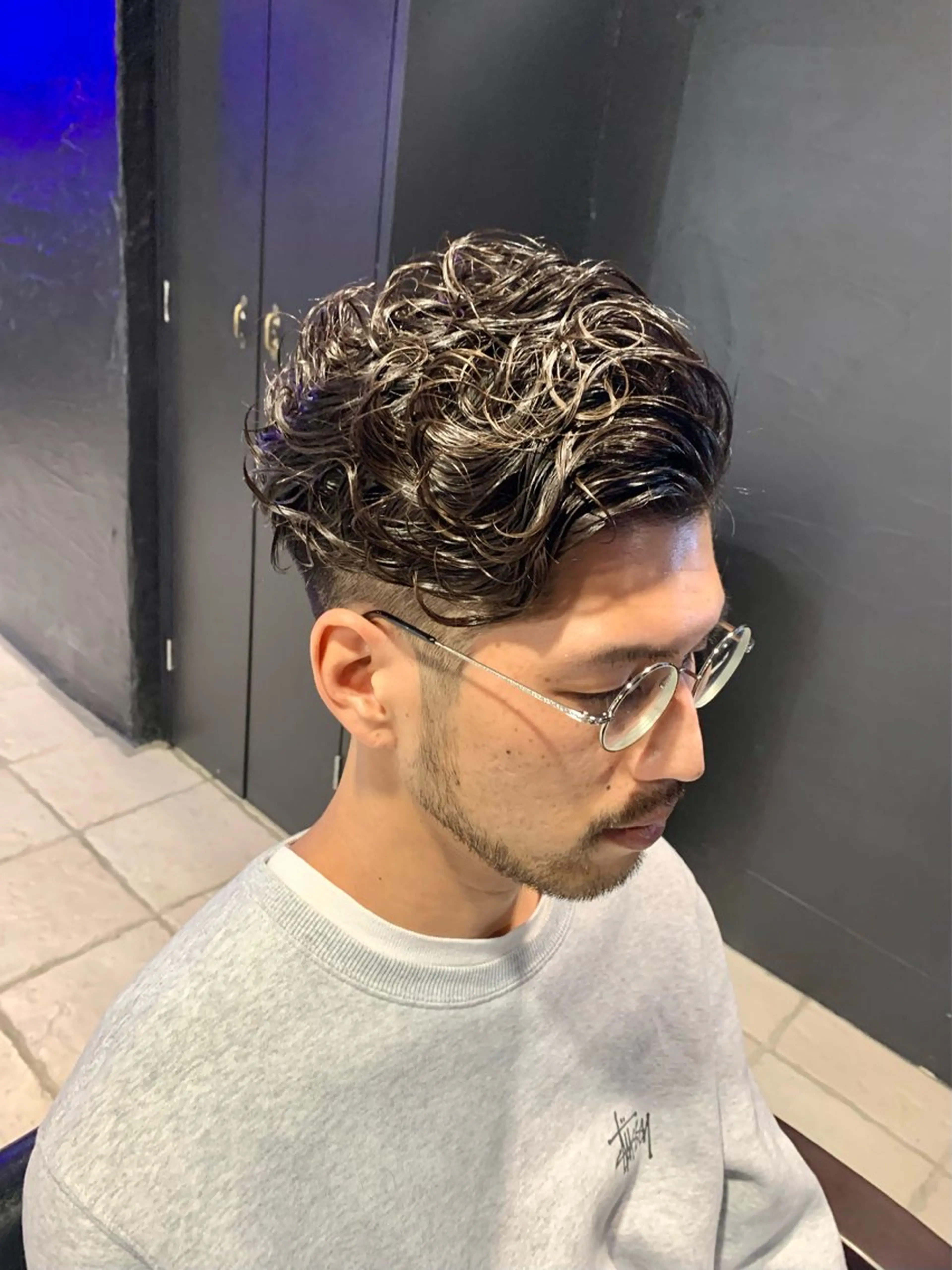 ミディアム ミディアムパーマ カット パーマ ヘアセット メンズパーマ/難波/ 心斎橋　室園亮佑のヘアスタイル