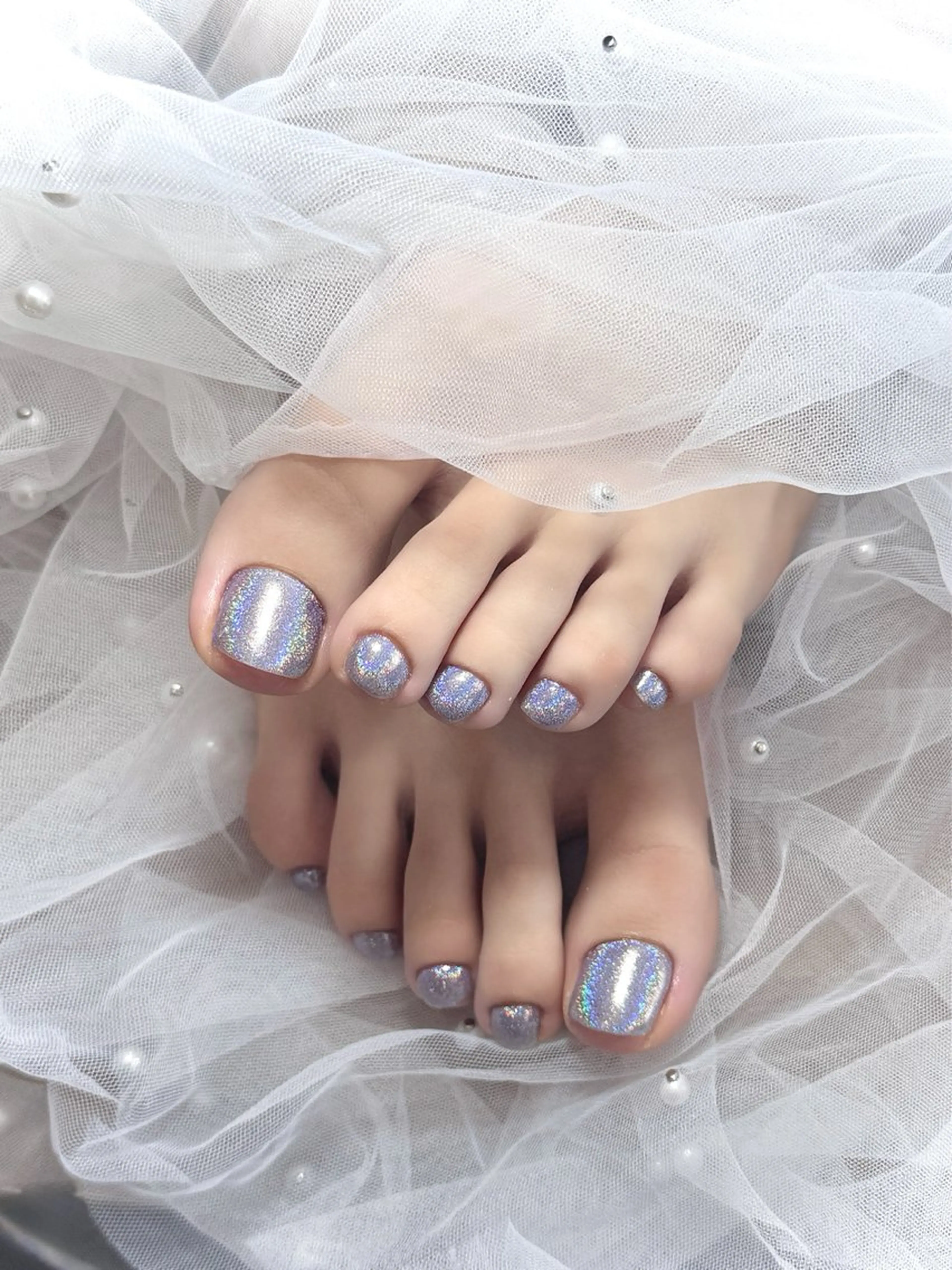 ネイル フットネイル ラメ(グリッター) ワンカラーネイル フットネイル mimo*lash 🩰kanatsuのネイルデザイン