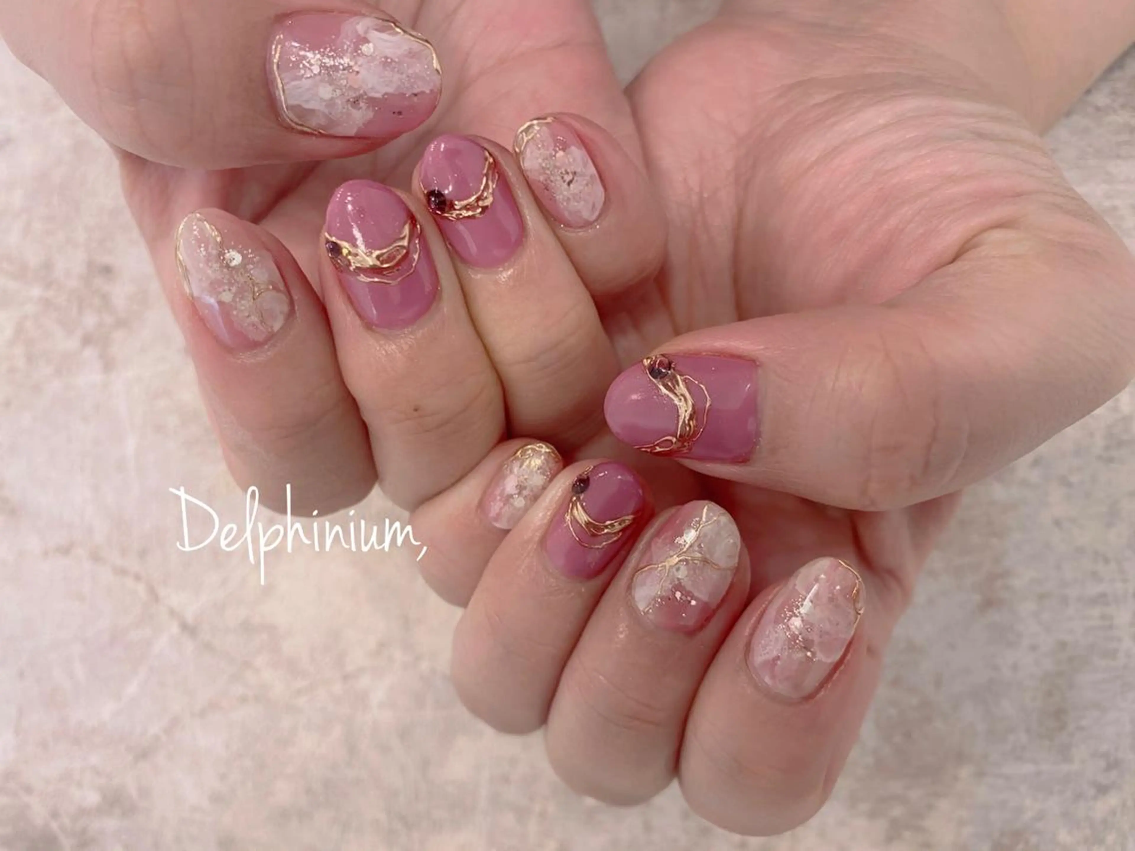 ネイル ピンク パープル ハンドネイル 岡本 友恵のネイルデザイン