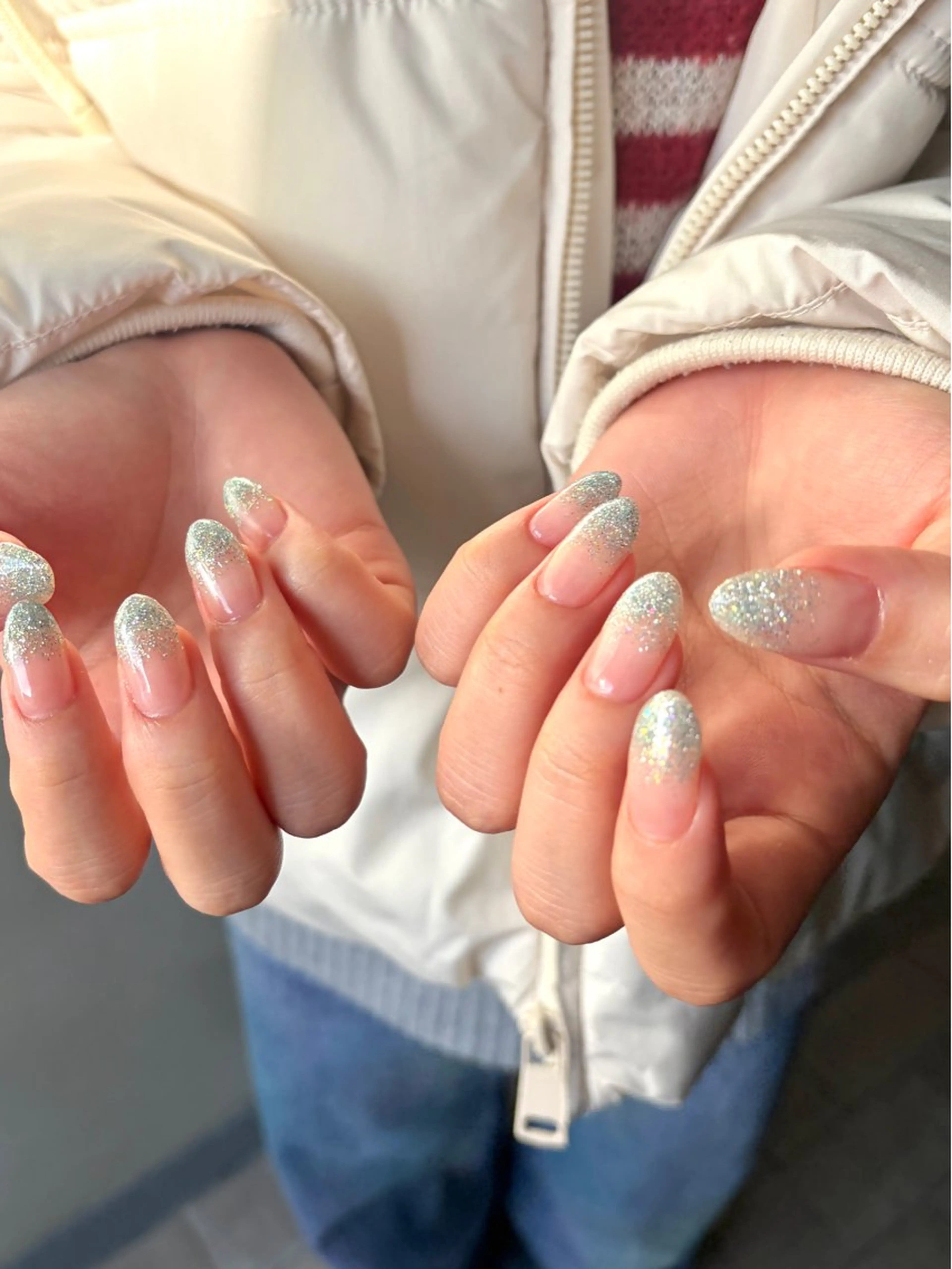 ネイル 水色 冬ネイル クリスマス ハンドネイル sususu駒澤大学 Azusaのネイルデザイン