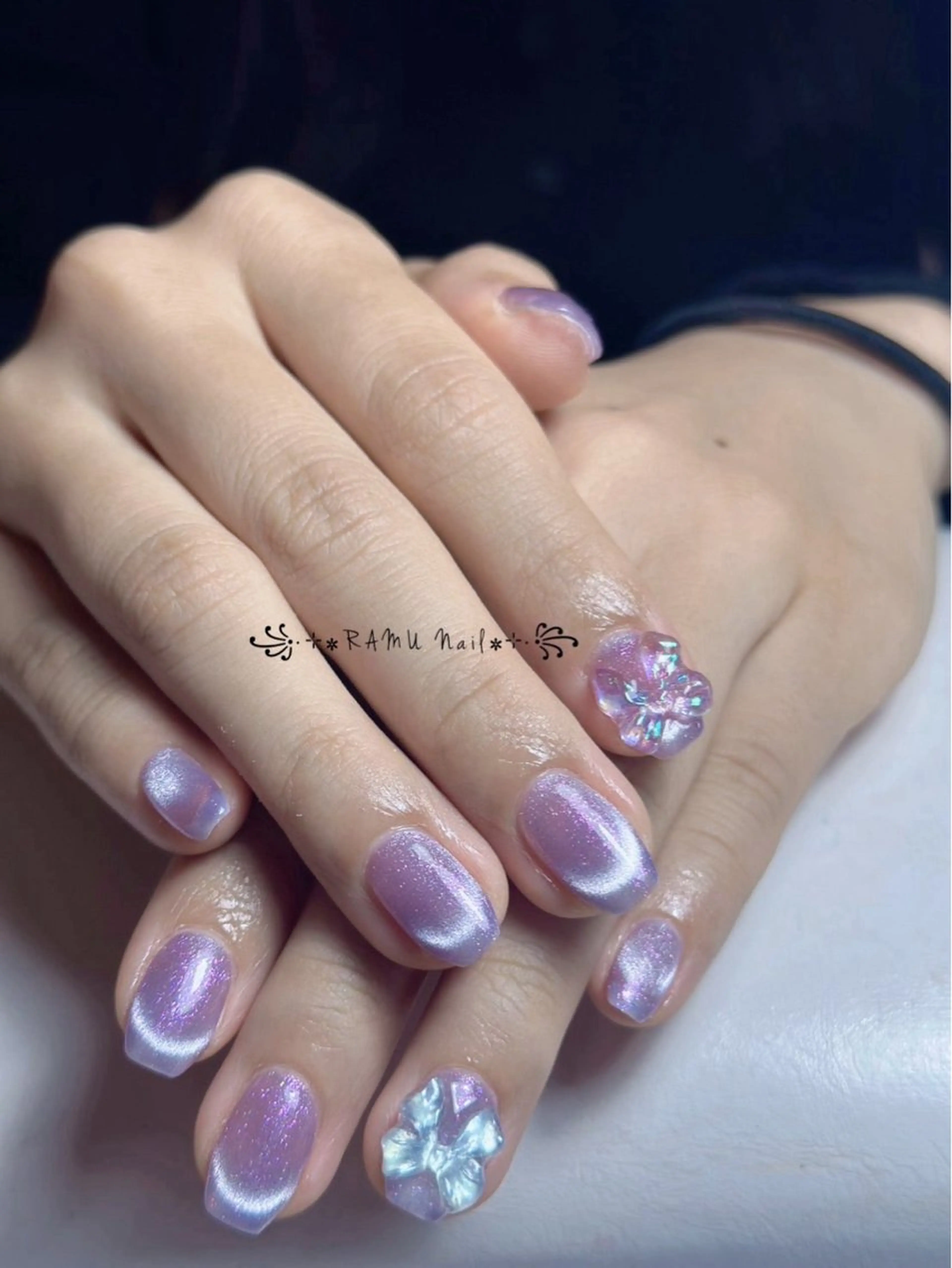 ネイル キラキラネイル マグネットネイル ミラーネイル ピンク 春ネイル ハンドネイル RAMU Nail 恵比寿店のネイルデザイン