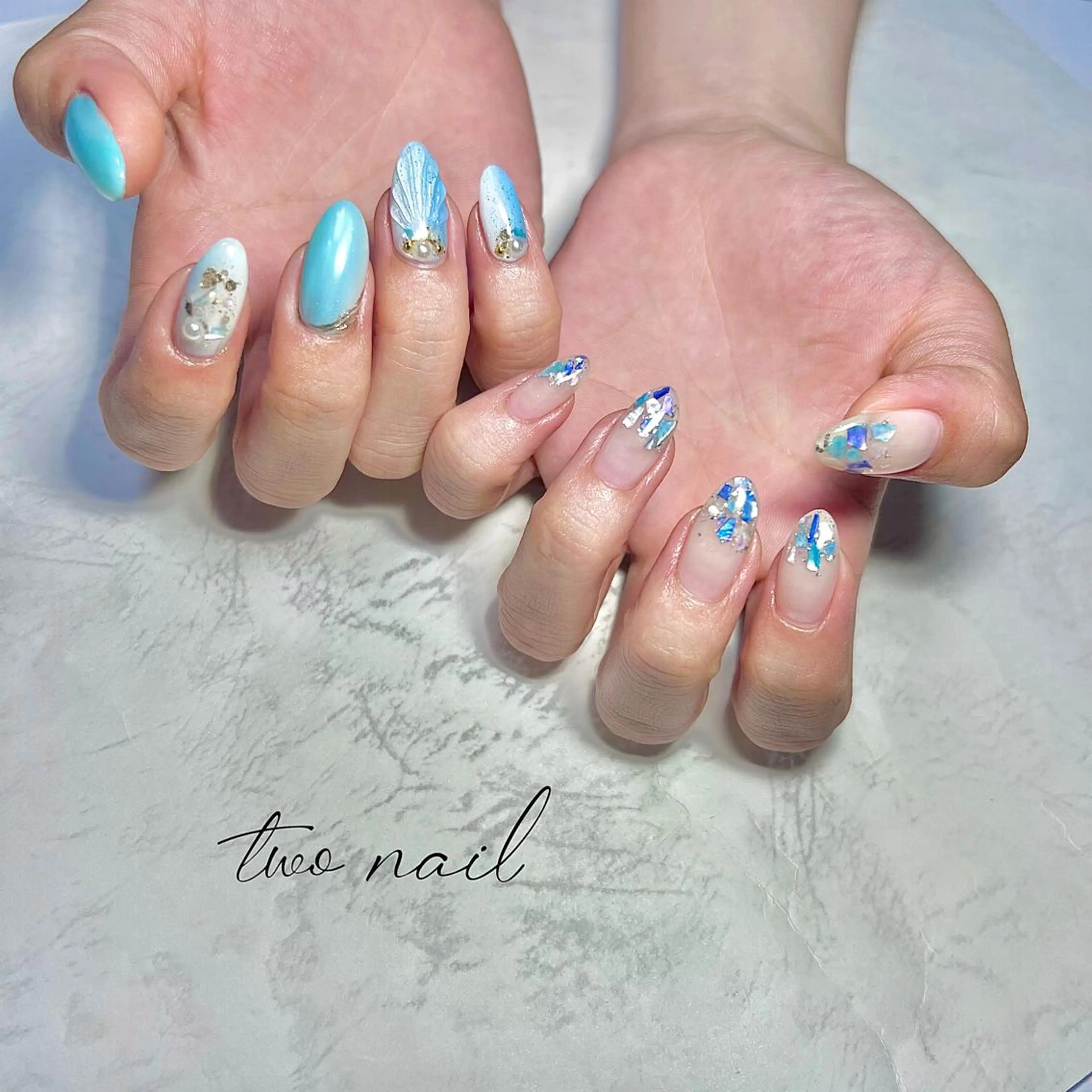 ネイル アートネイル フットネイル ハート ニュアンスネイル ホワイト two nailのネイルデザイン