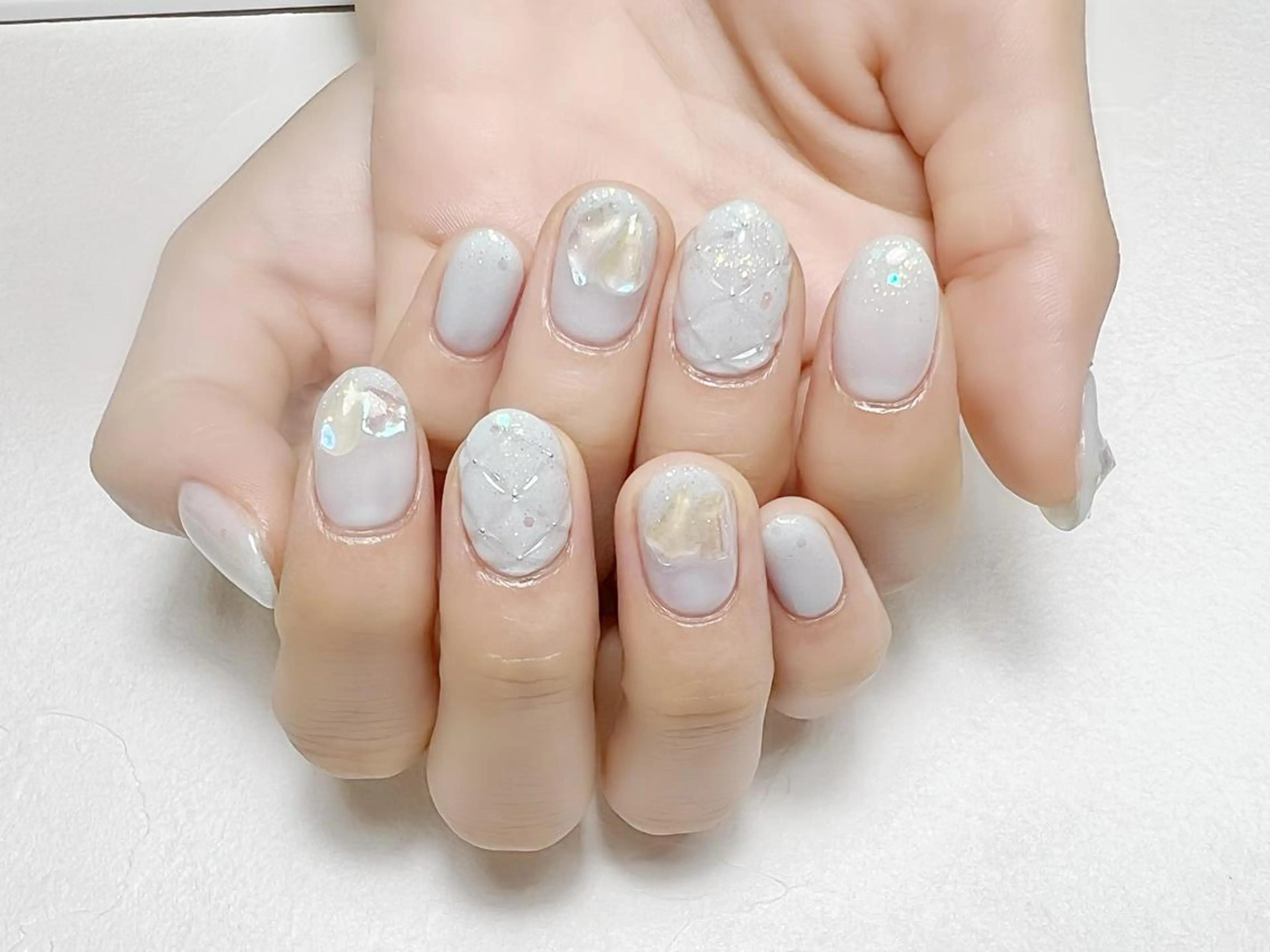 ネイル ジェルネイル グラデーション 氷ネイル・うるうるネイル キラキラネイル ラメ(グリッター) rouse nail RISATOのネイルデザイン