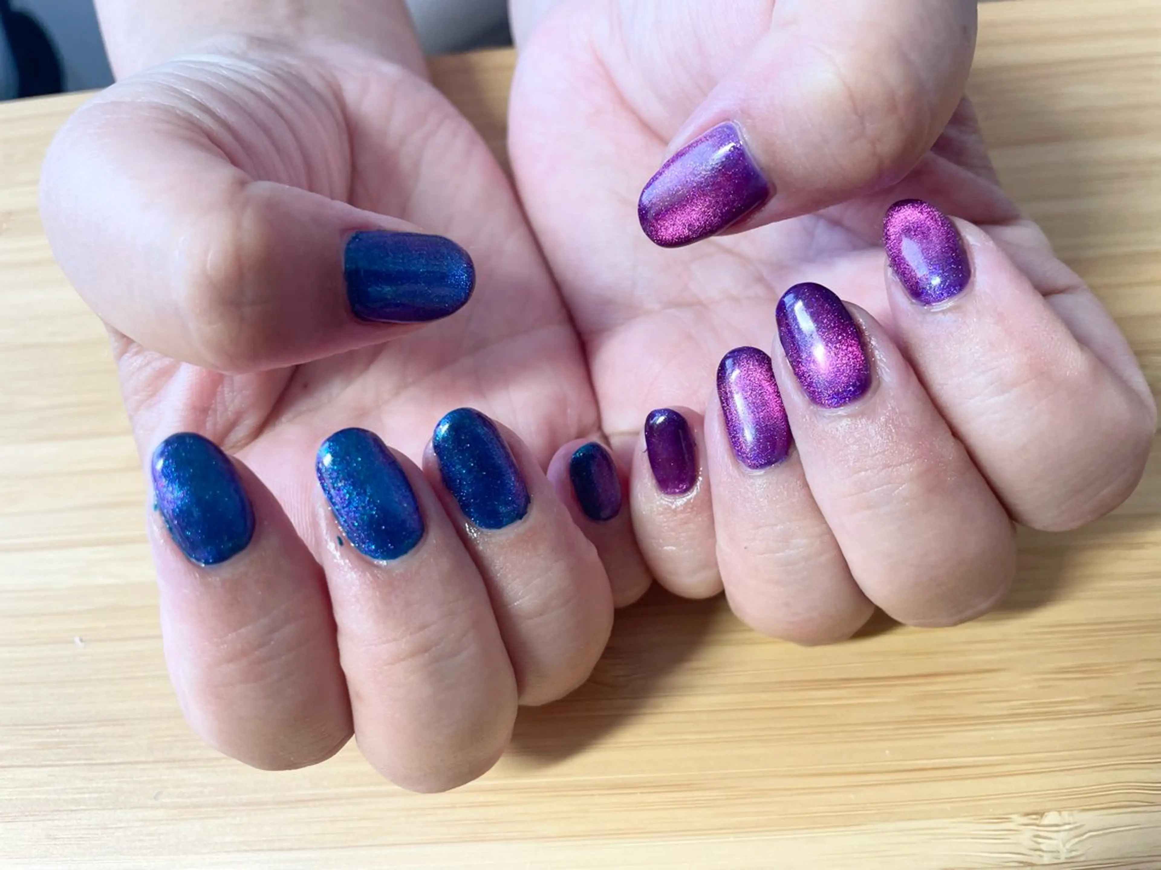 ネイル ブルー マグネットネイル パープル ハンドネイル Nailist Missaのネイルデザイン