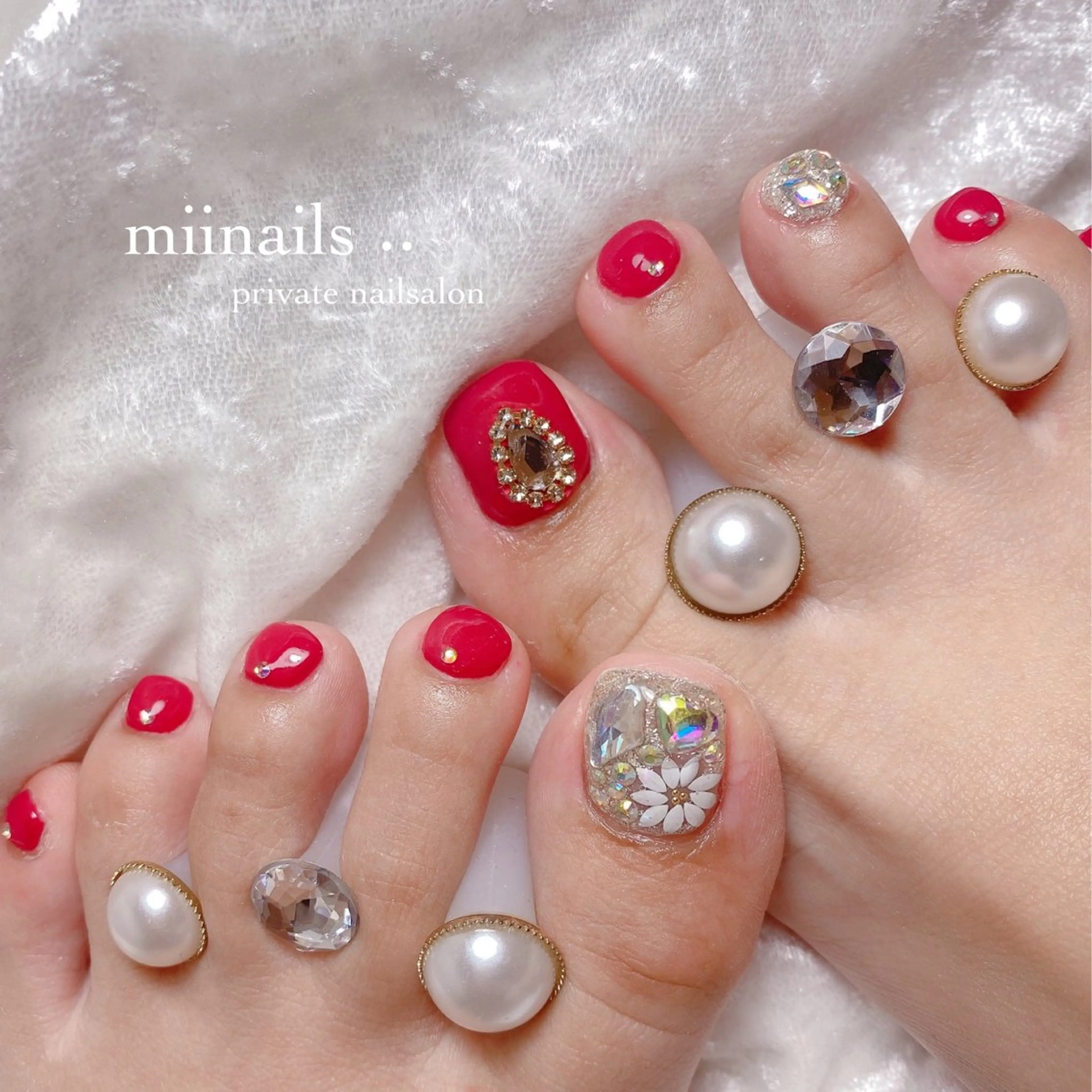 ネイル フットネイル 韓国ネイル ワンホンネイル フットネイル nailsalon miinailsのネイルデザイン