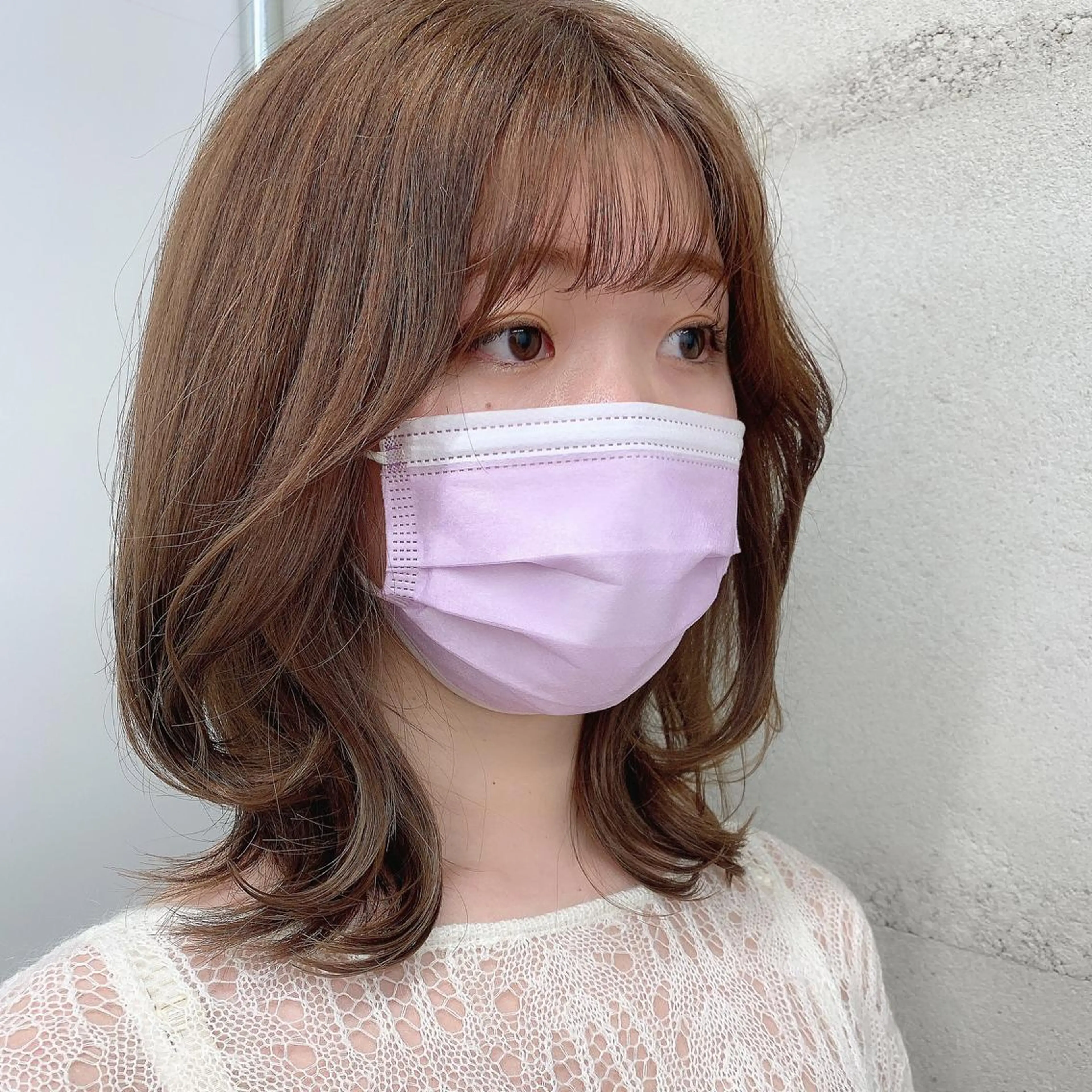 ミディアム カラー 透明感/オリーブ/ グレージュ/YUKAのヘアスタイル