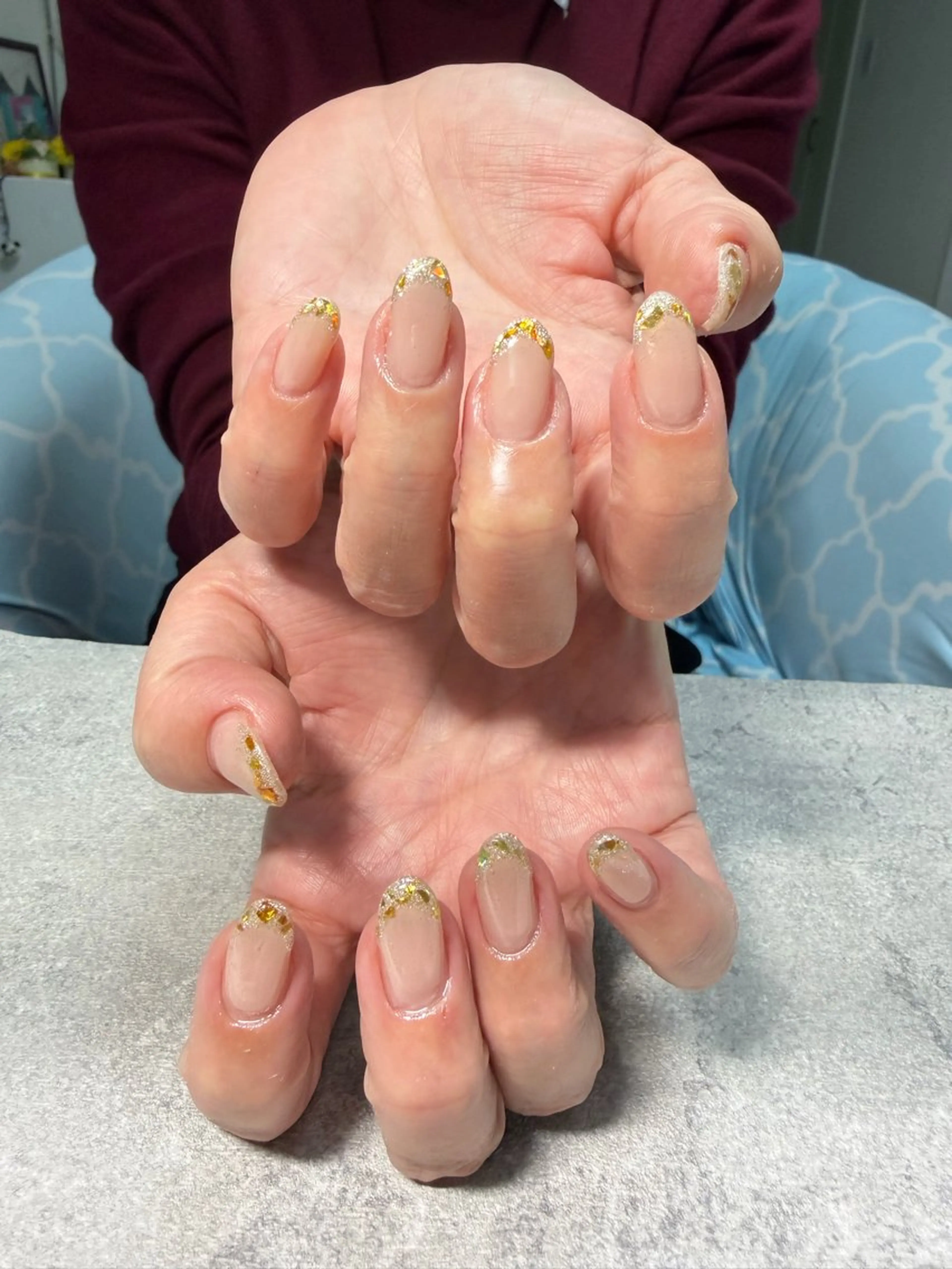 ネイル フレンチネイル ガラスフレンチ はるひな ねいるのネイルデザイン