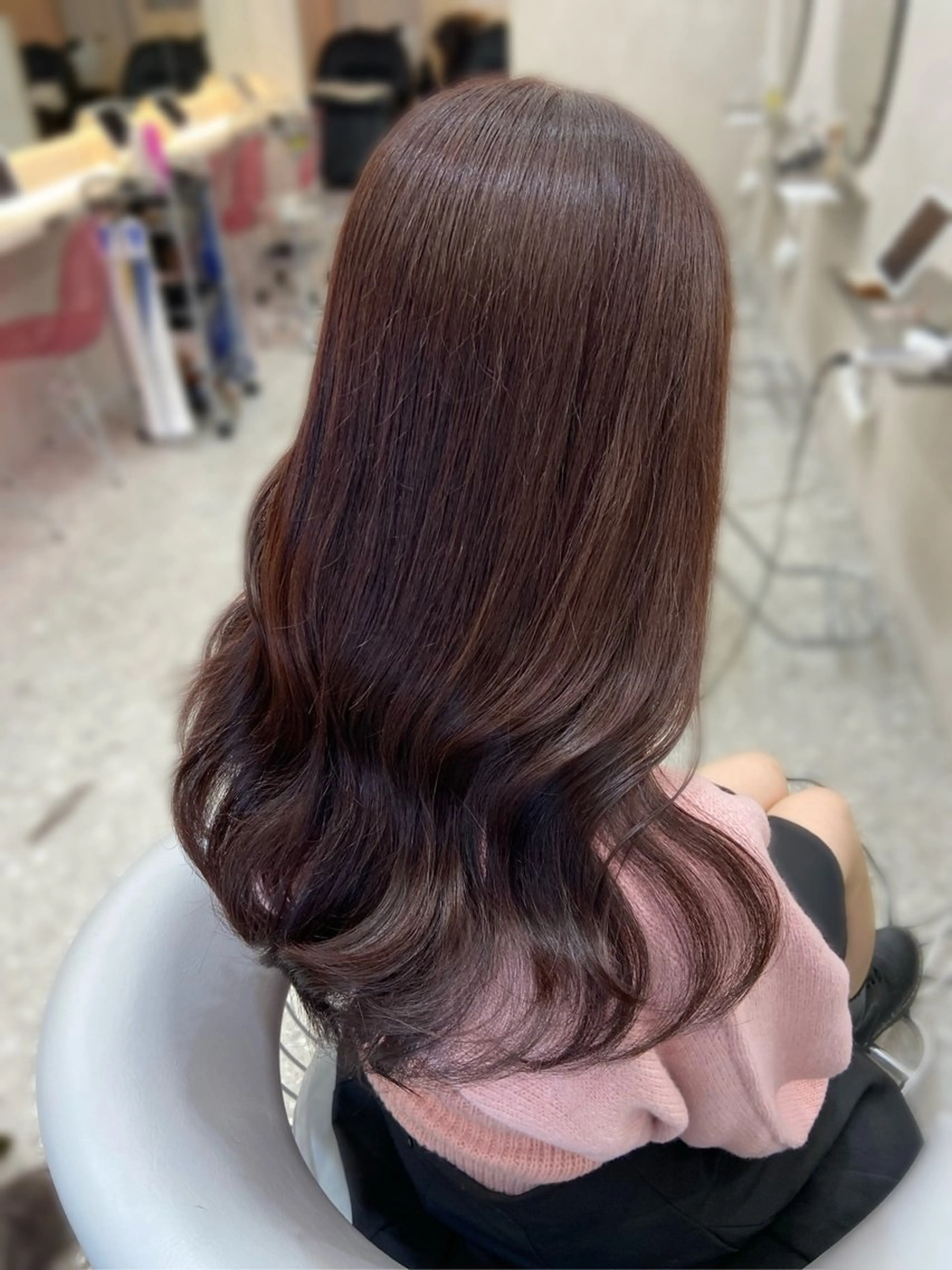 セミロング カラー ブラウンカラー ピンクカラー ピンクブラウン ヨシンモリ 韓国風ヘア カット ヘアカラー トリートメント 新宿/韓国ヘア 中明度カラー/かやのヘアスタイル