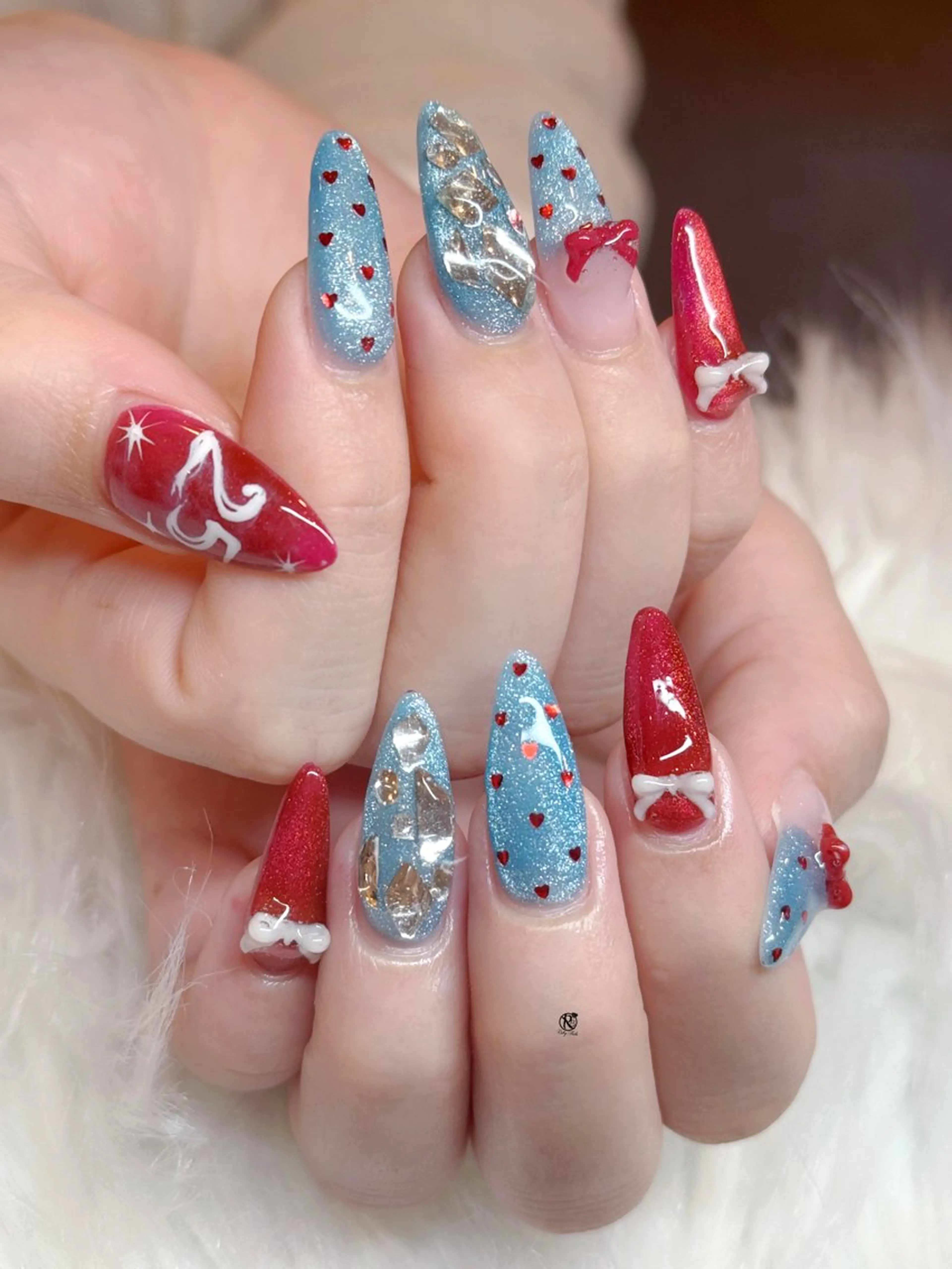 ネイル ボルドー ブラウン チークネイル ドット フットネイル ハンドネイル チェリネイルサロン 霞ヶ関のネイルデザイン