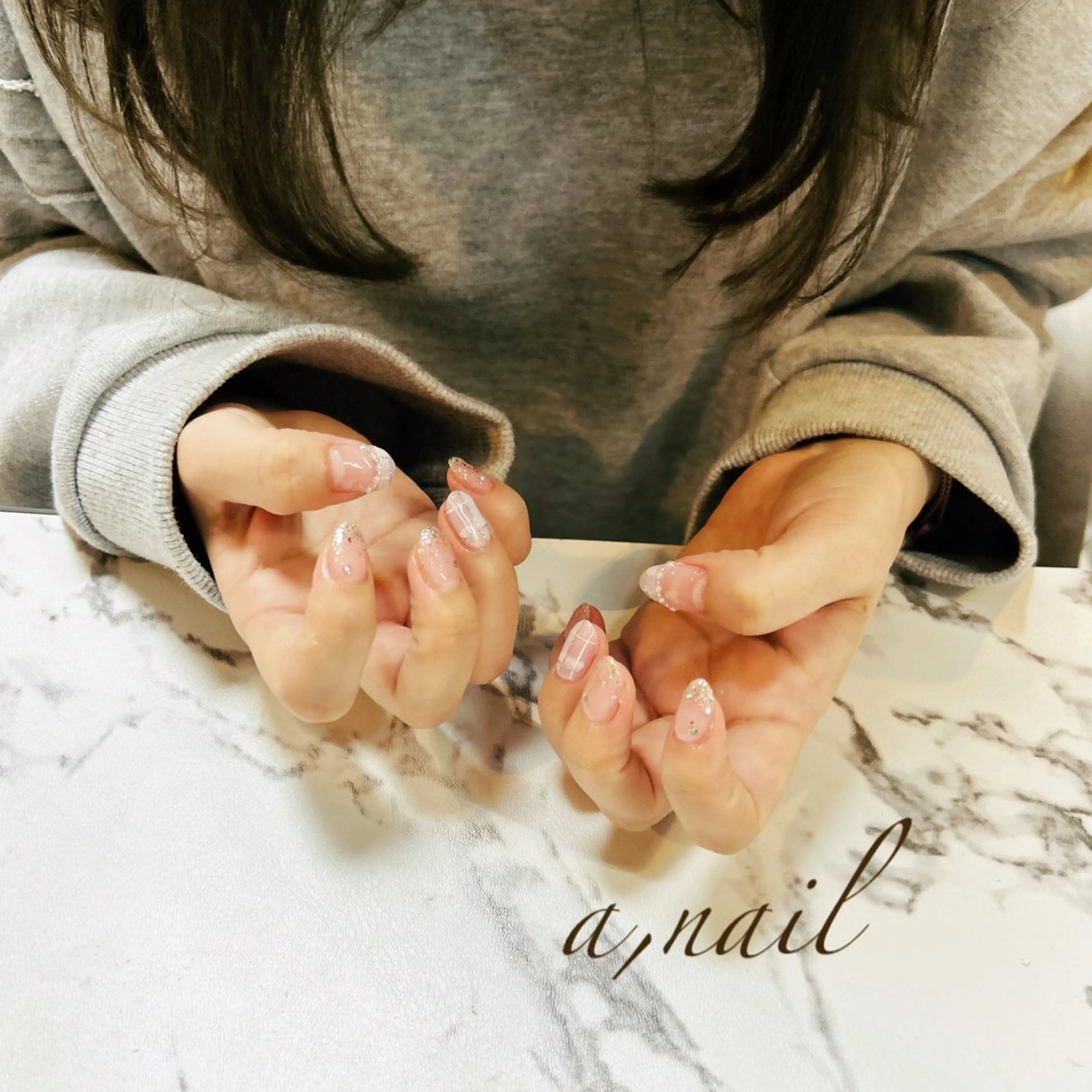 ネイル フレンチネイル グラデーション キラキラネイル ラメ(グリッター) ラメグラデーション ネイルサロン エーネイルのネイルデザイン