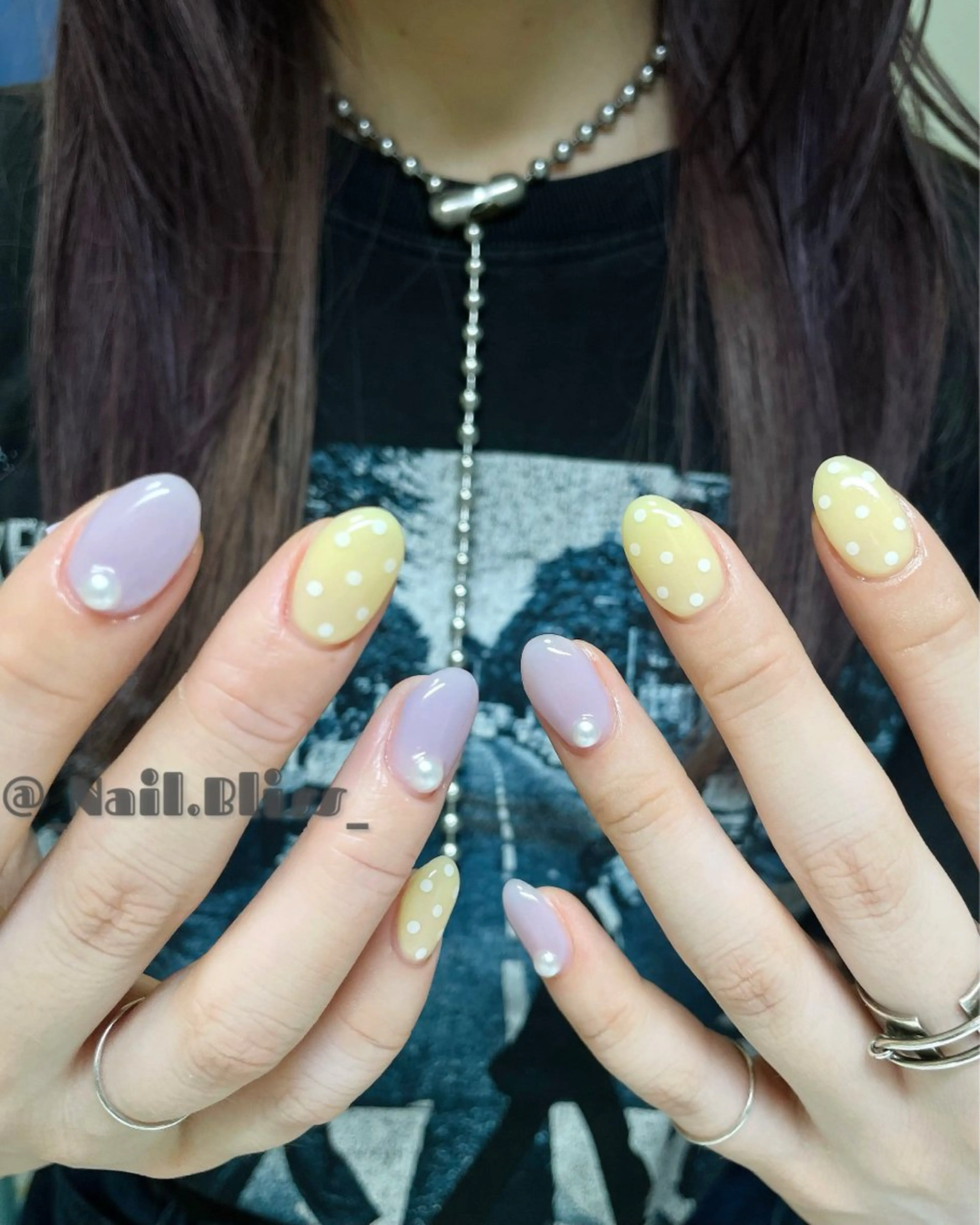 ネイル ドット 持ち込み リボン NAIL BLISSのネイルデザイン