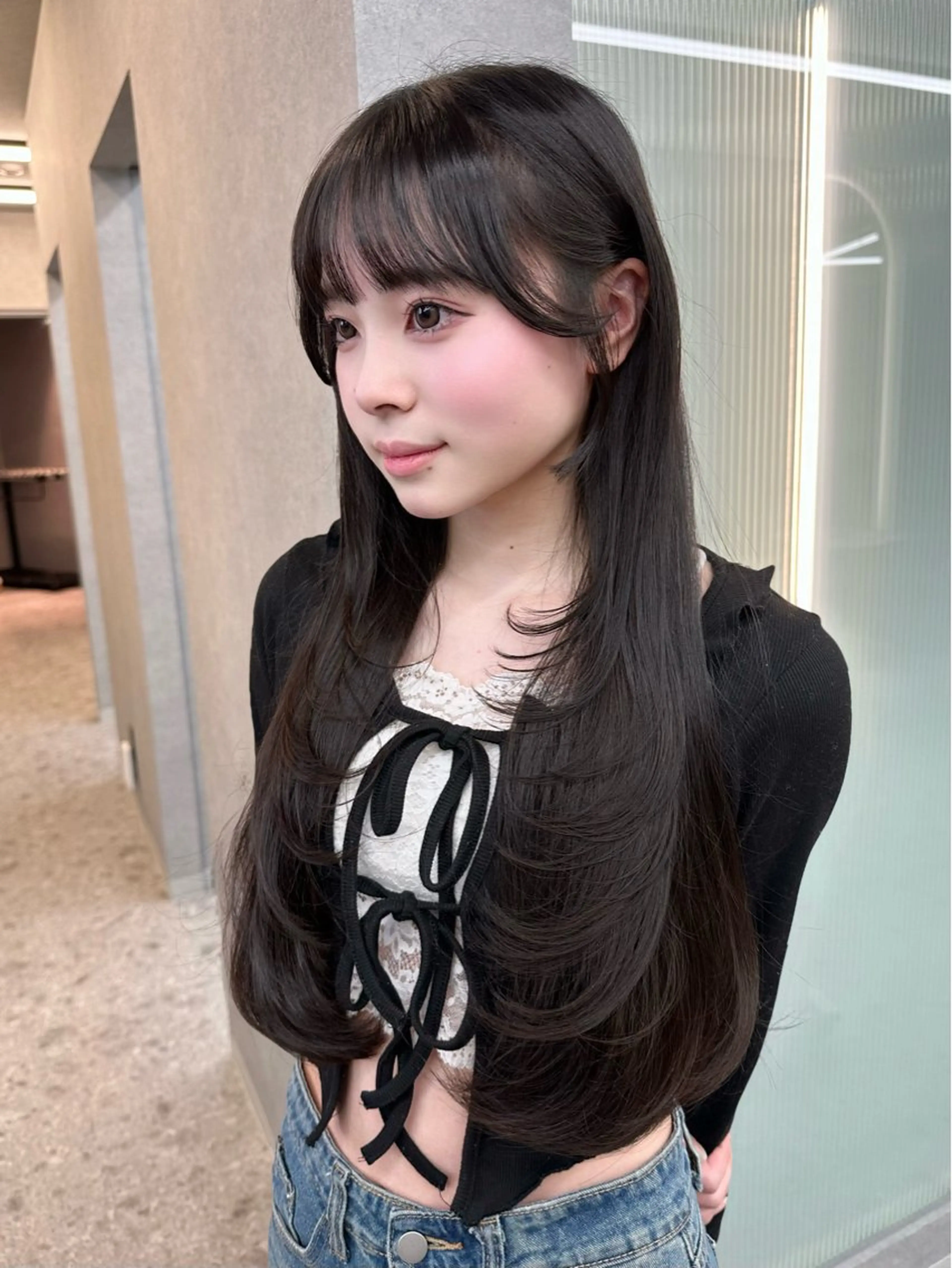 ロング カラー 透明感カラー くびれヘア 髪質改善 韓国風ヘア レイヤーカット 武田 聖菜のヘアスタイル
