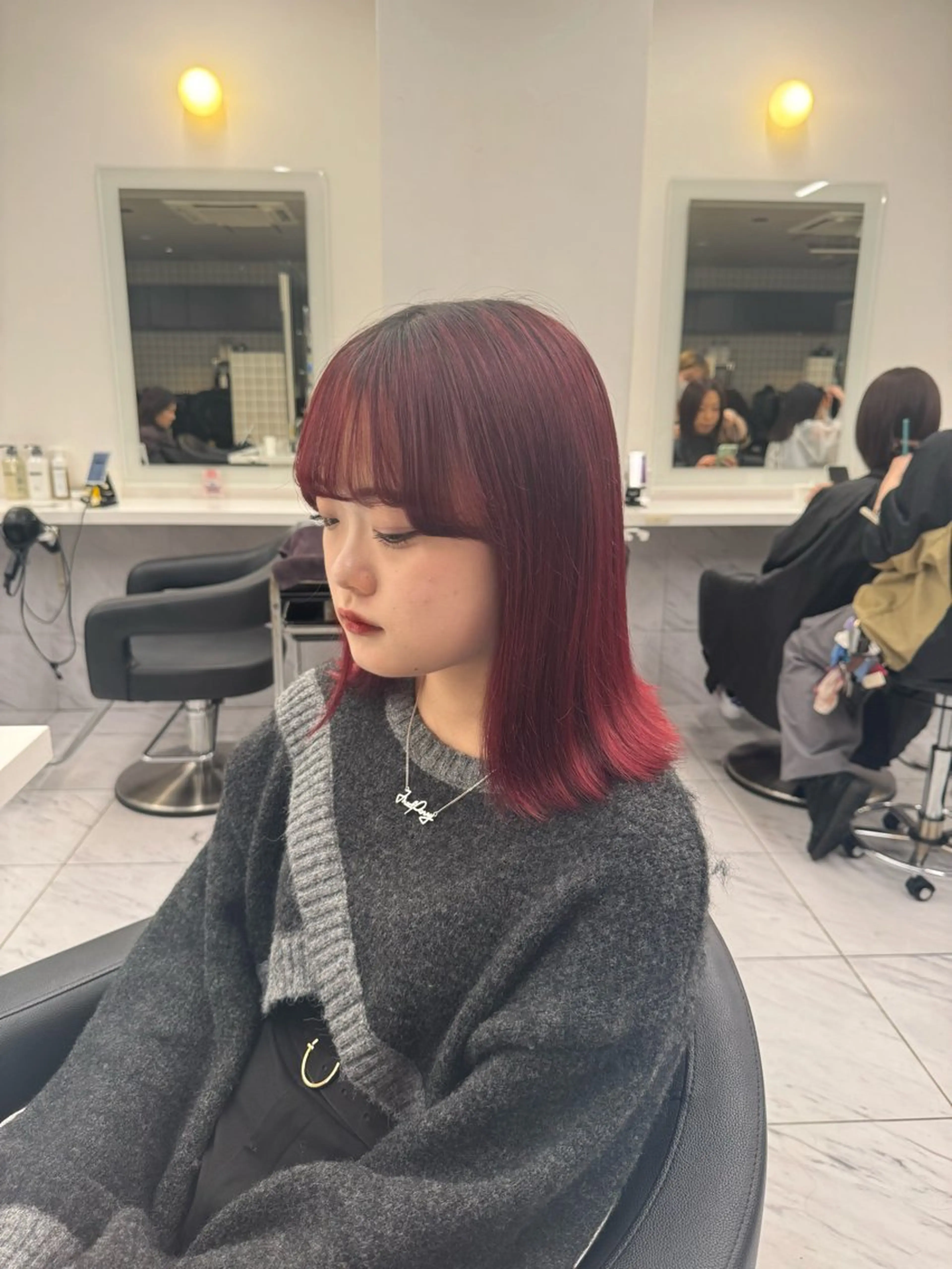 セミロング カラー パーマ ヘアアレンジ メンズ キッズ 韓国系🇰🇷🩶 艶暗髪/MEIのヘアスタイル