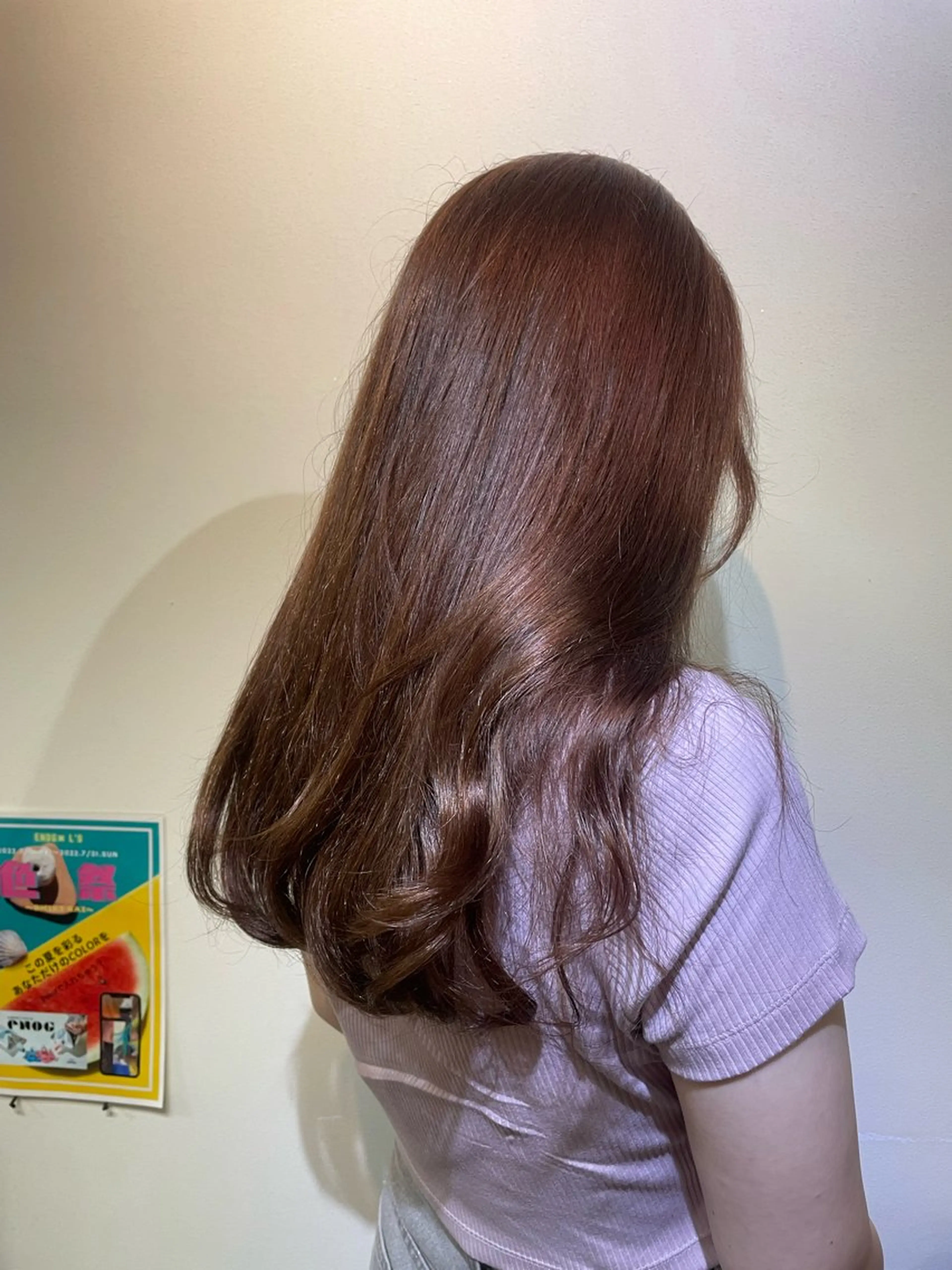 セミロング カラー ブラウンカラー ピンクカラー ピンクブラウン メンズパーマ✨️村越 雄斗のヘアスタイル