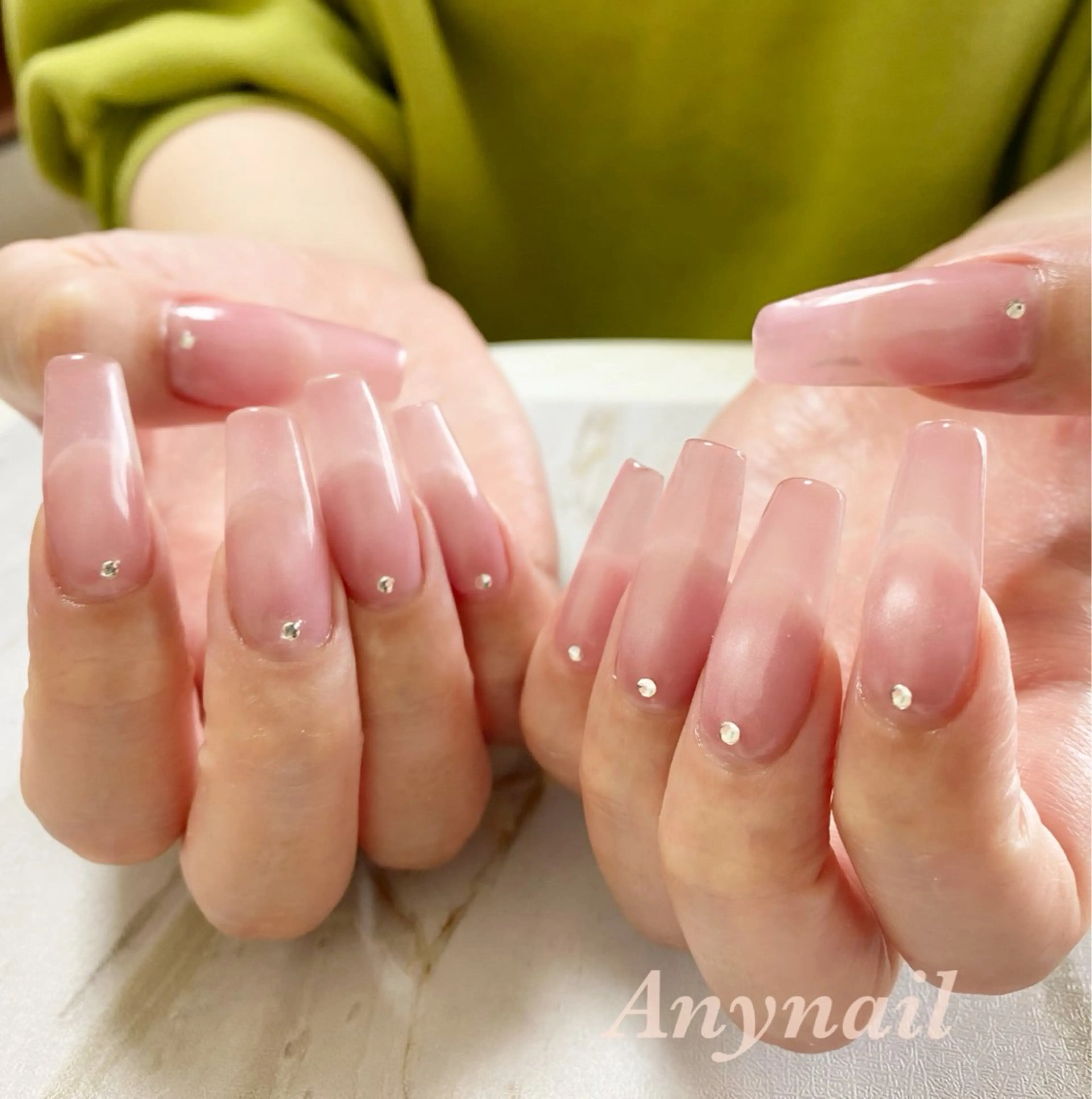 ネイル ブルー クリアネイル マグネットネイル ワンカラーネイル ピンク ハンドネイル 岩澤 恵子のネイルデザイン