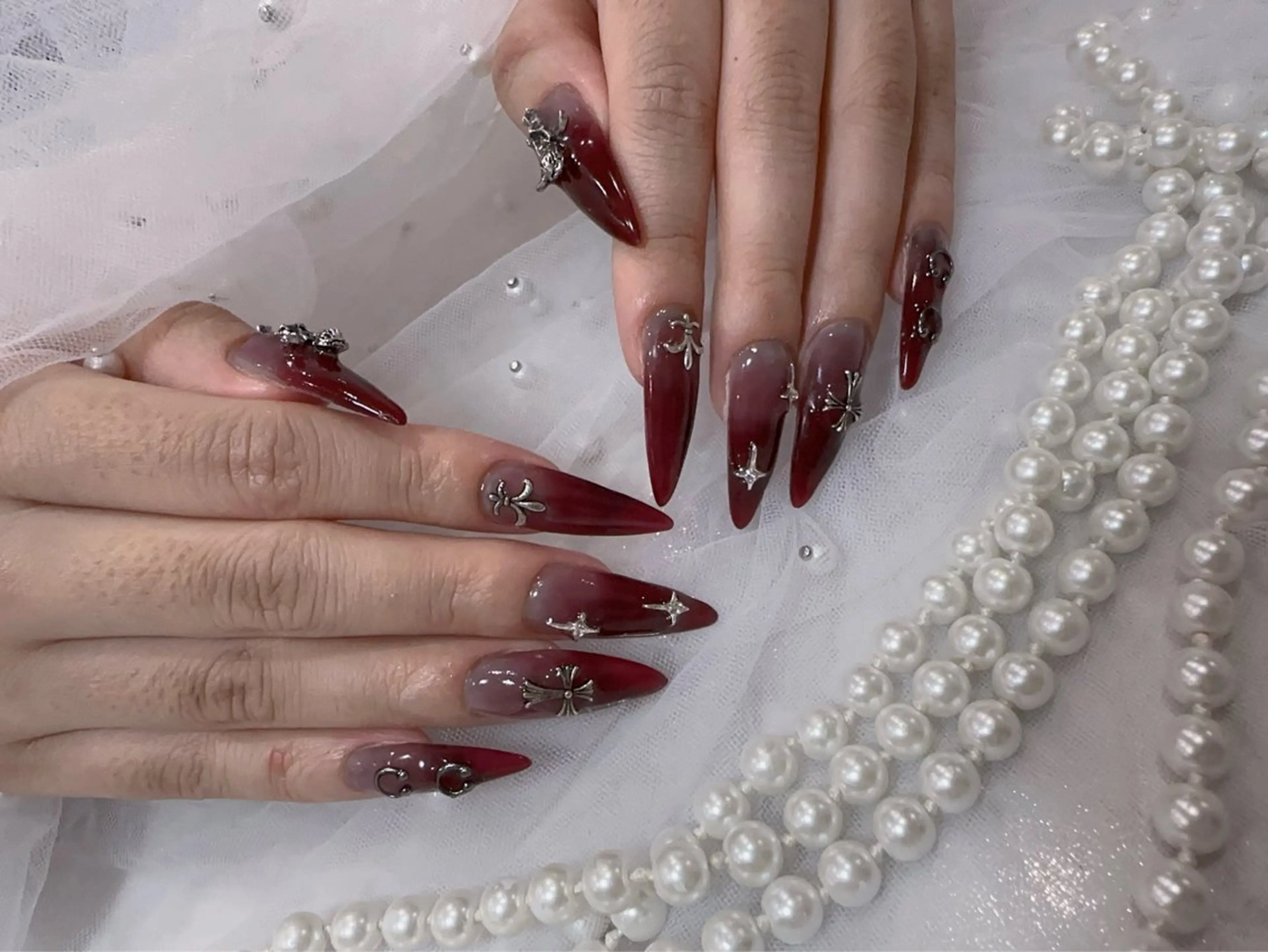 ネイル アートネイル フラッシュネイル フレンチネイル ジェルネイル ガラスフレンチ ハンドネイル You&Me Miyuのネイルデザイン