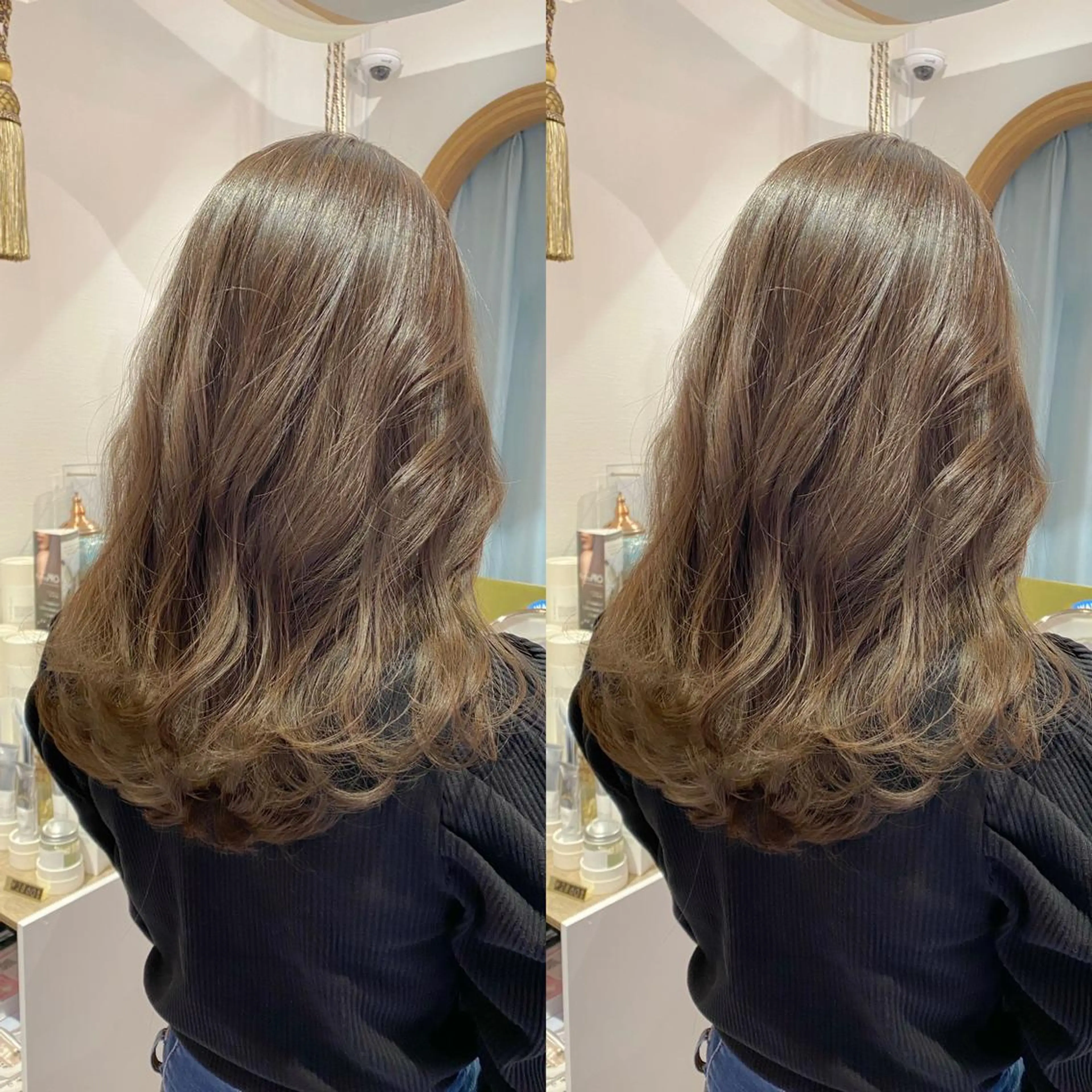 ミディアム カット ヘアカラー トリートメント レイヤーカット /透明感カラー西田のヘアスタイル