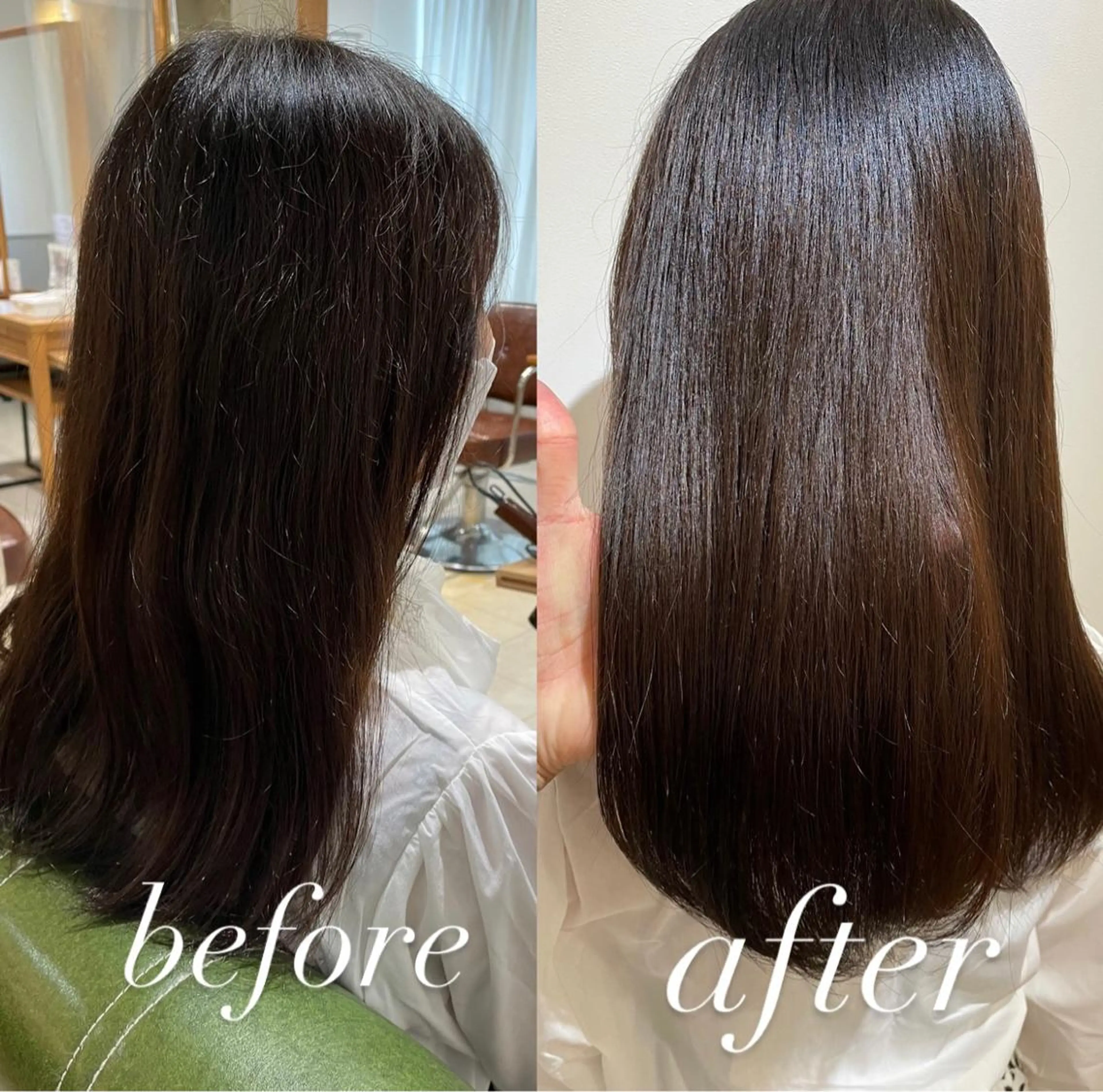 セミロング カラー パーマ アクアカラー 髪質改善 トリートメント カット ヘアカラー トリートメント 過去一の柔髪ヘア 🌿einshairのヘアスタイル