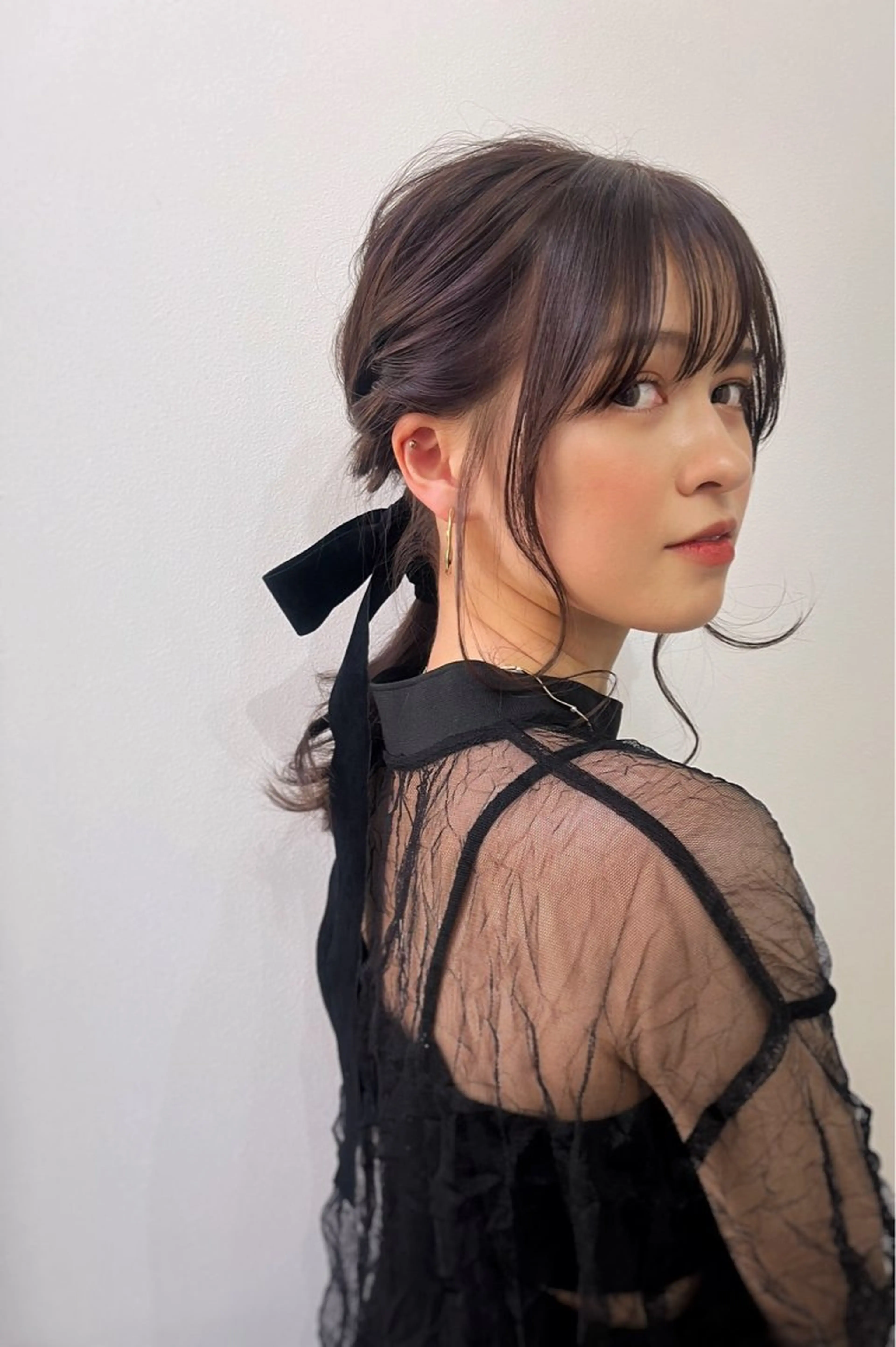 セミロング ヘアアレンジ ポニーテール 🫧ぷる艶カラー🫧 Yuubi🦩のヘアスタイル