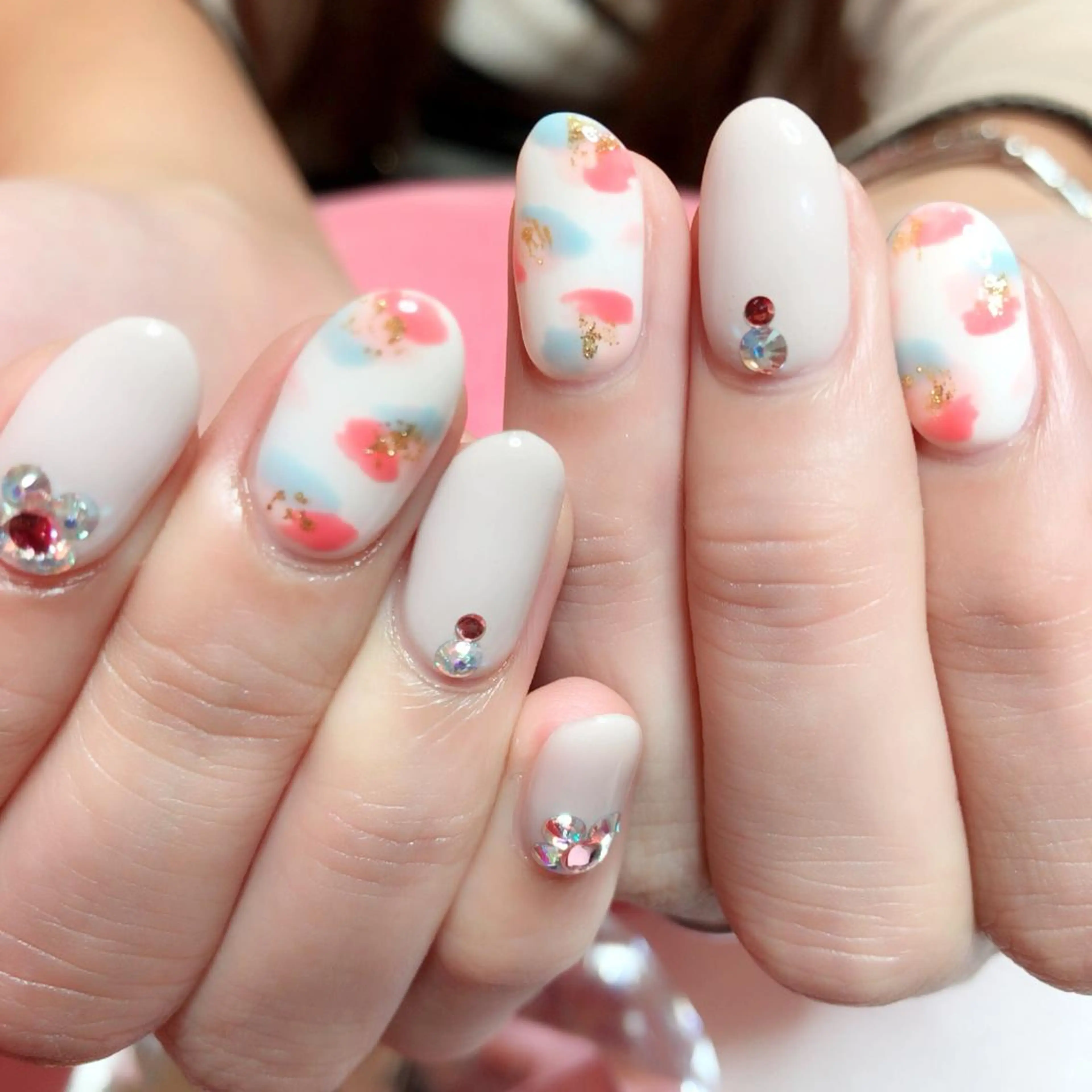 ネイル アートネイル シンプルネイル ストーンネイル ネイル/耳つぼ /新ホワイトニングのネイルデザイン