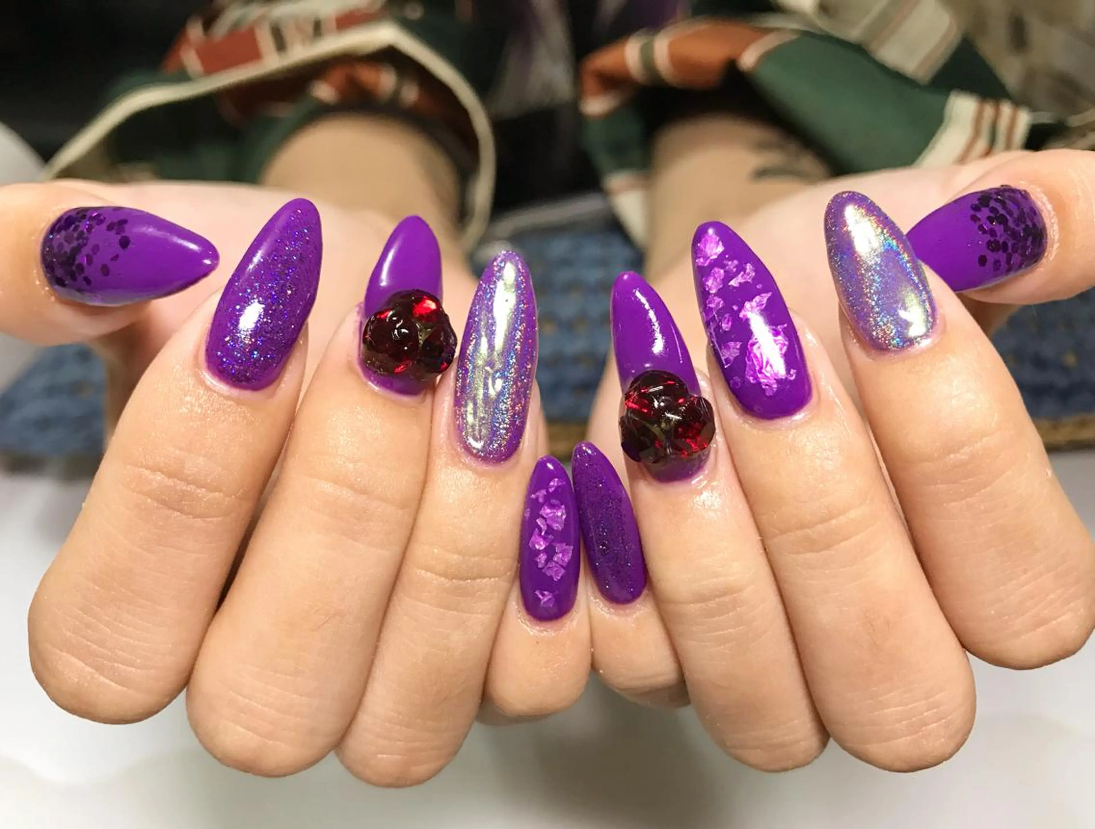 ネイル フットネイル パープル シンプルネイル 春ネイル 夏ネイル nail fufla ♡yamane♡のネイルデザイン