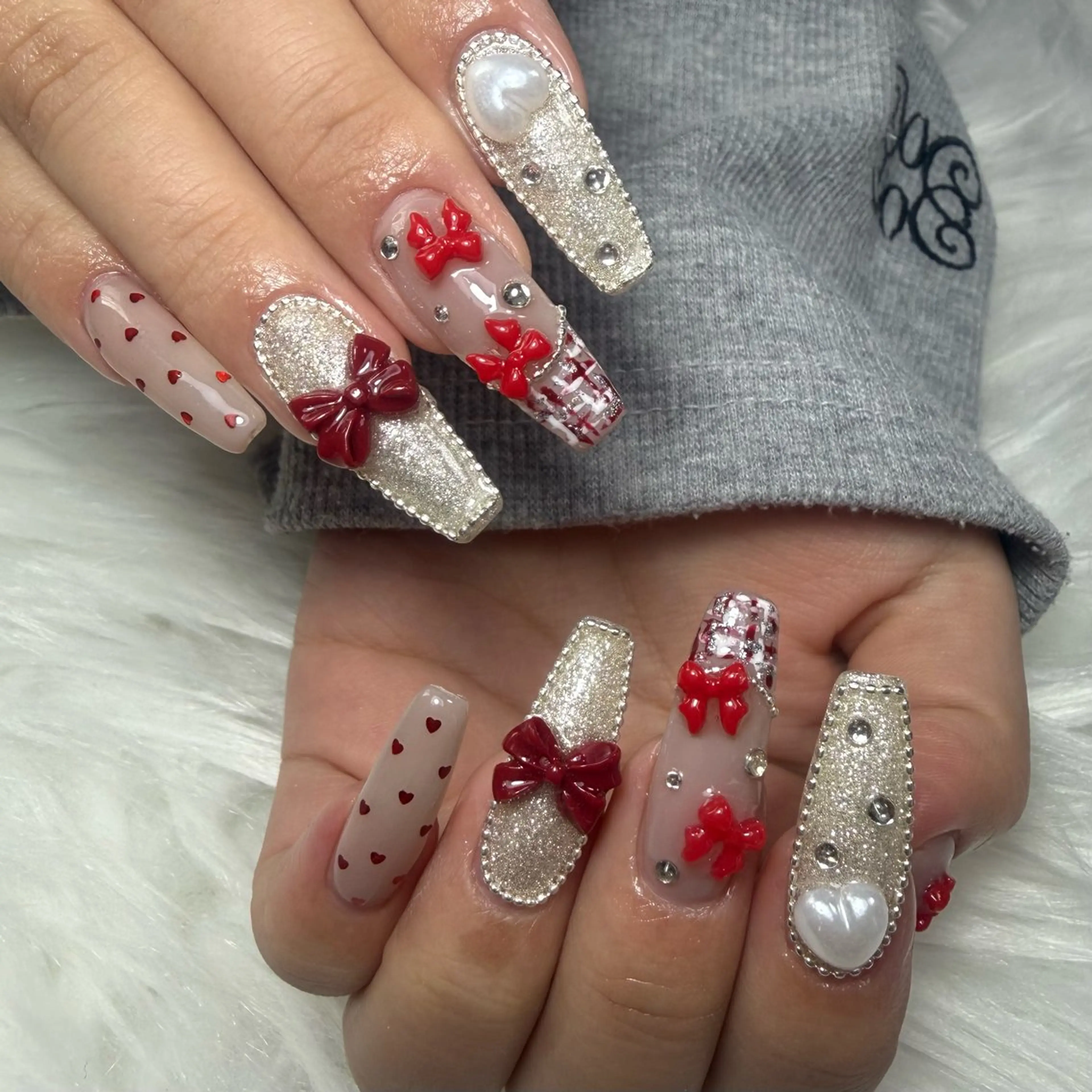 ネイル 持ち込み 冬ネイル クリスマス ハンドネイル L'ino nailのネイルデザイン