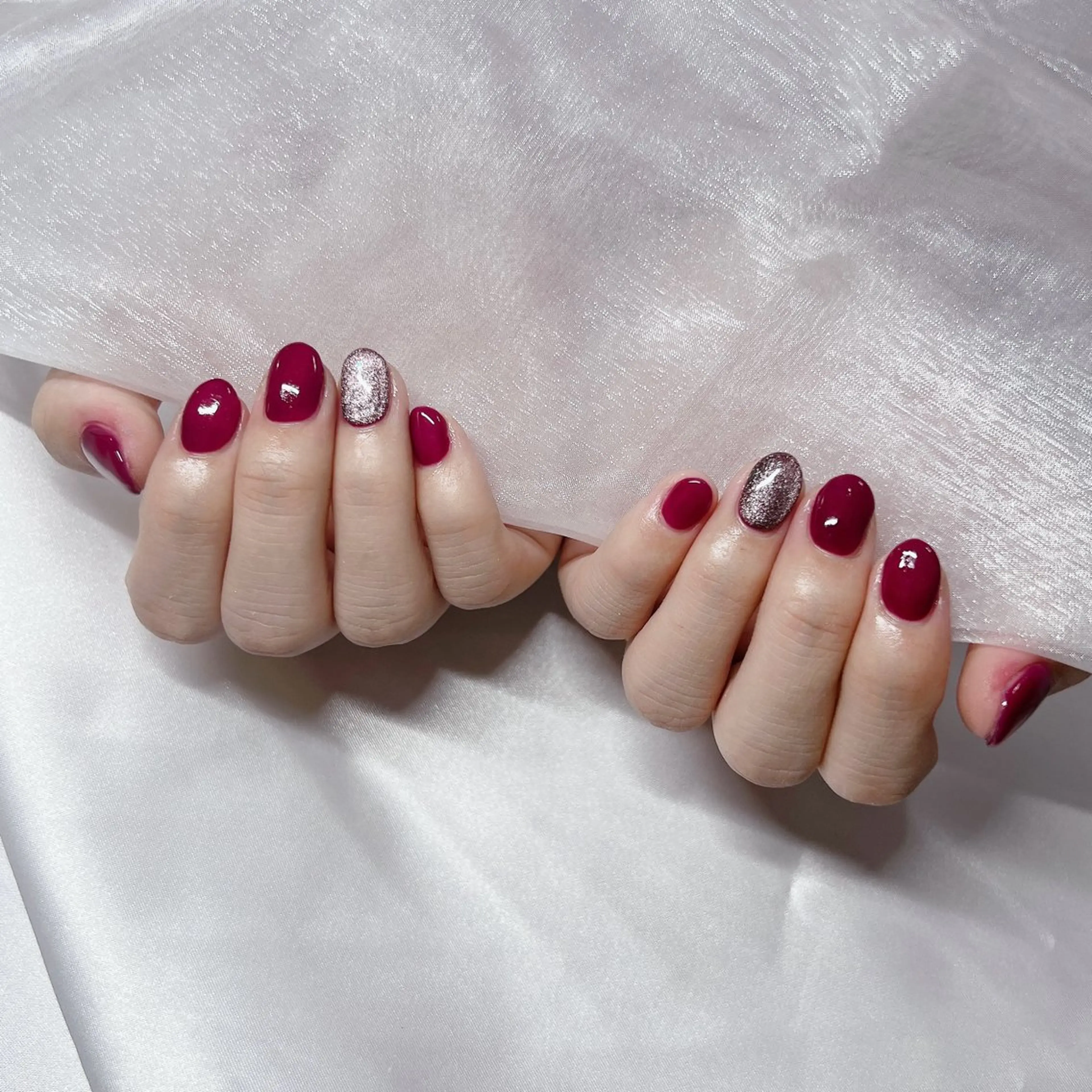 ネイル ジェルネイル 韓国ネイル ラメ(グリッター) マグネットネイル 持ち込み ハンドネイル nail salon Rewardのネイルデザイン