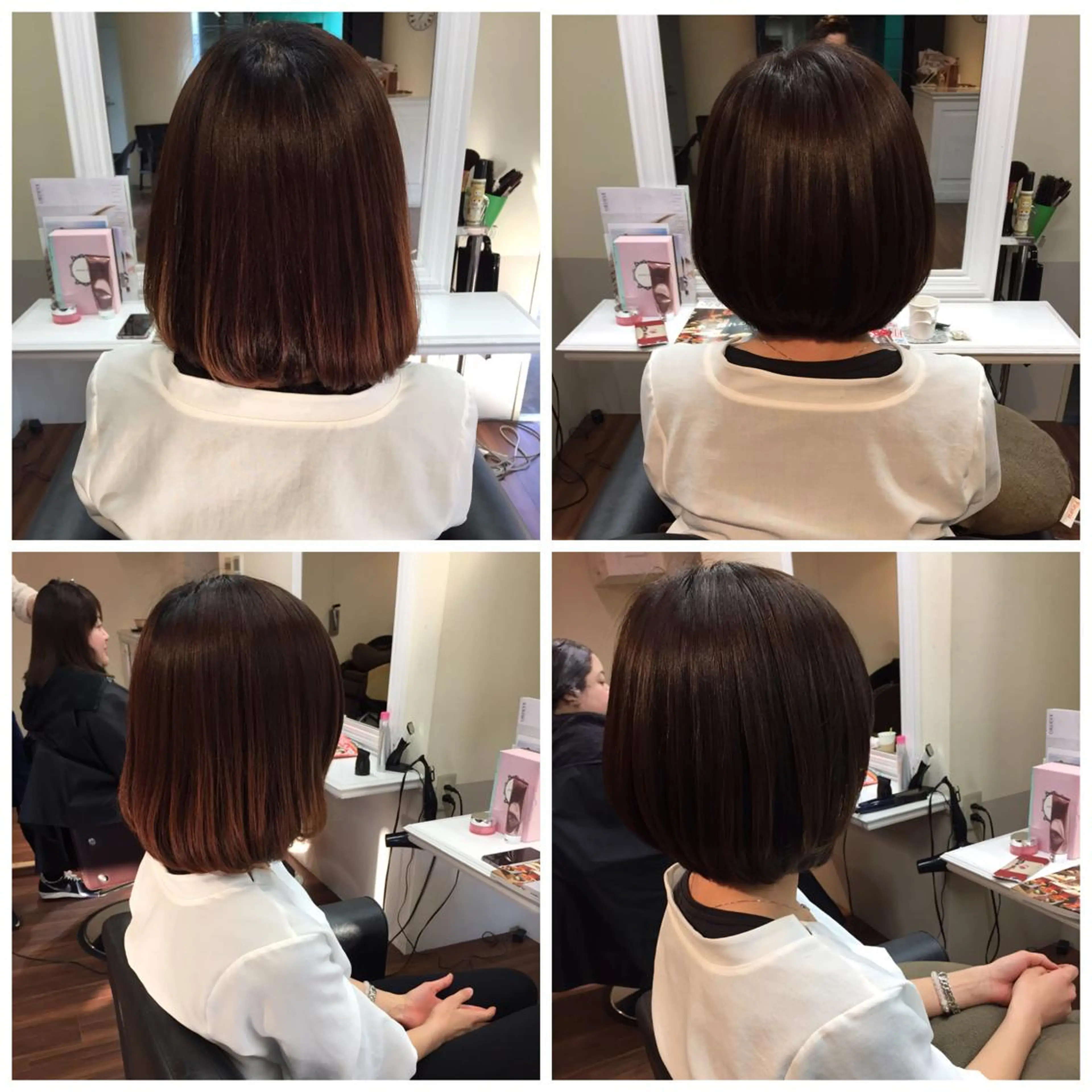 ショート ミディアム カラー パーマ 前下がりボブ ボブ 成松 勇治のヘアスタイル