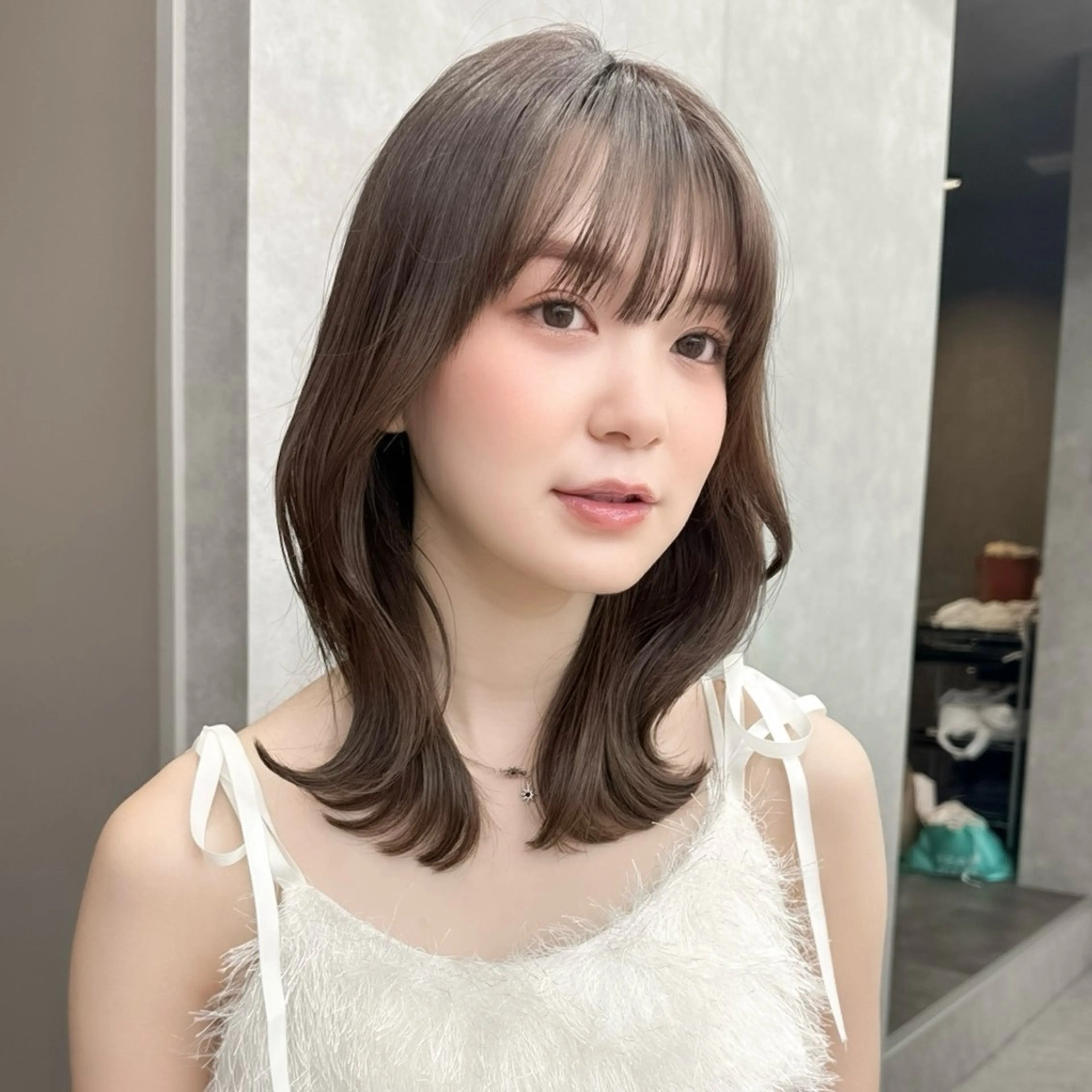 セミロング カット ヘアカラー トリートメント 縮毛矯正/韓国ヘア /レイヤー🎀ミズキのヘアスタイル