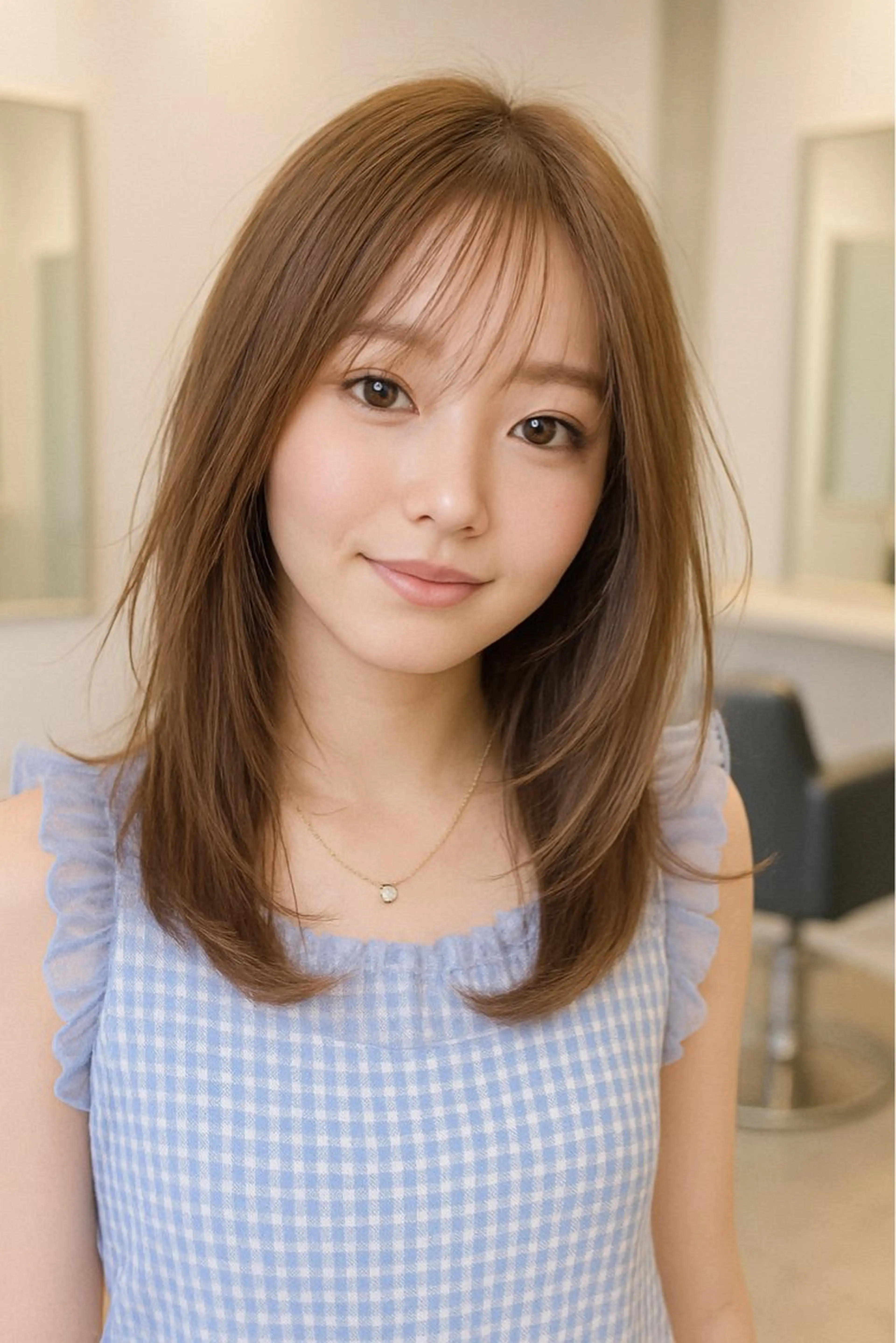 セミロング カラー ヘアカラー トリートメント 岡崎勇人/レイヤー/ 韓国/ケラチンTRのヘアスタイル