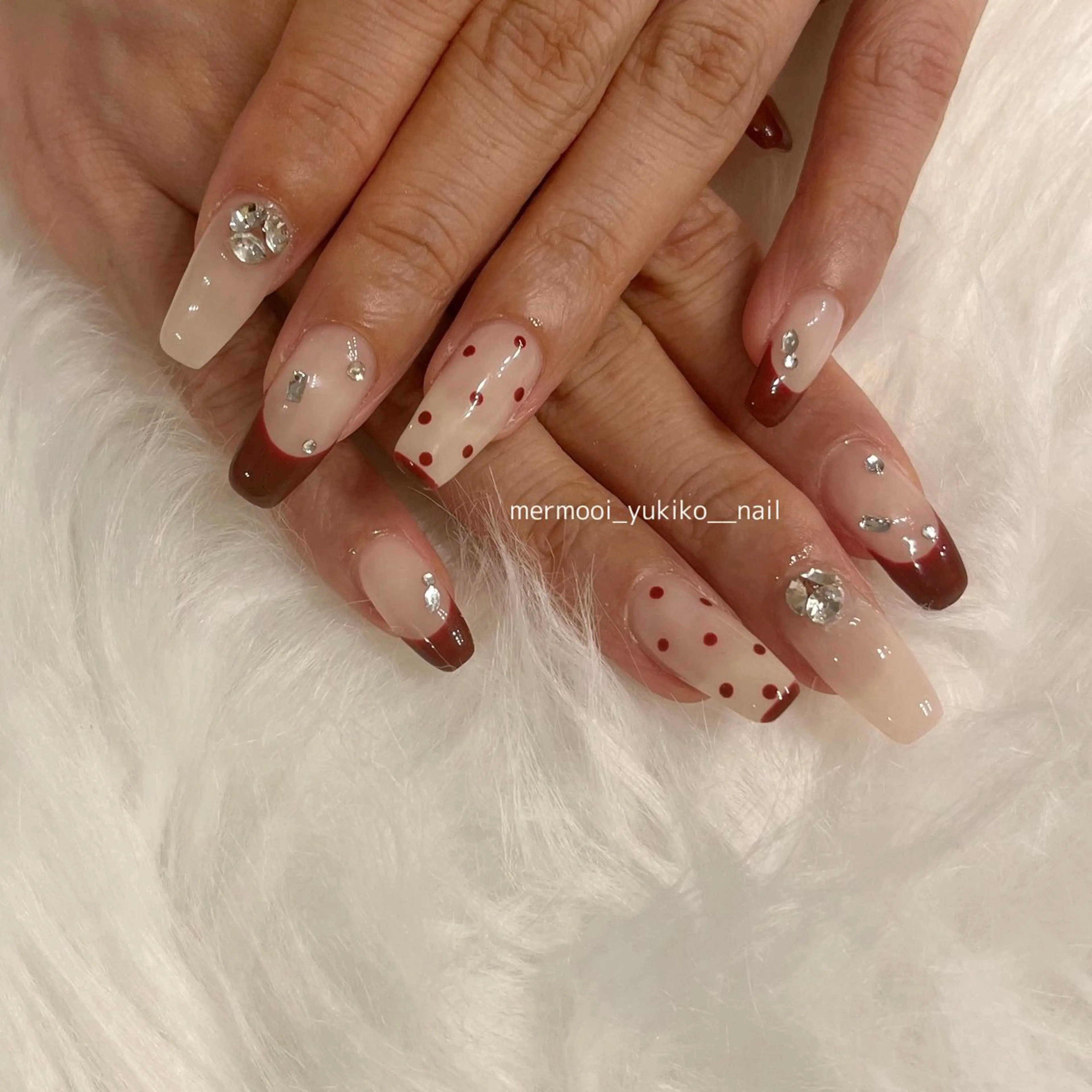 ネイル ボルドー フレンチネイル ニュアンスネイル ハンドネイル melumooi nailのネイルデザイン
