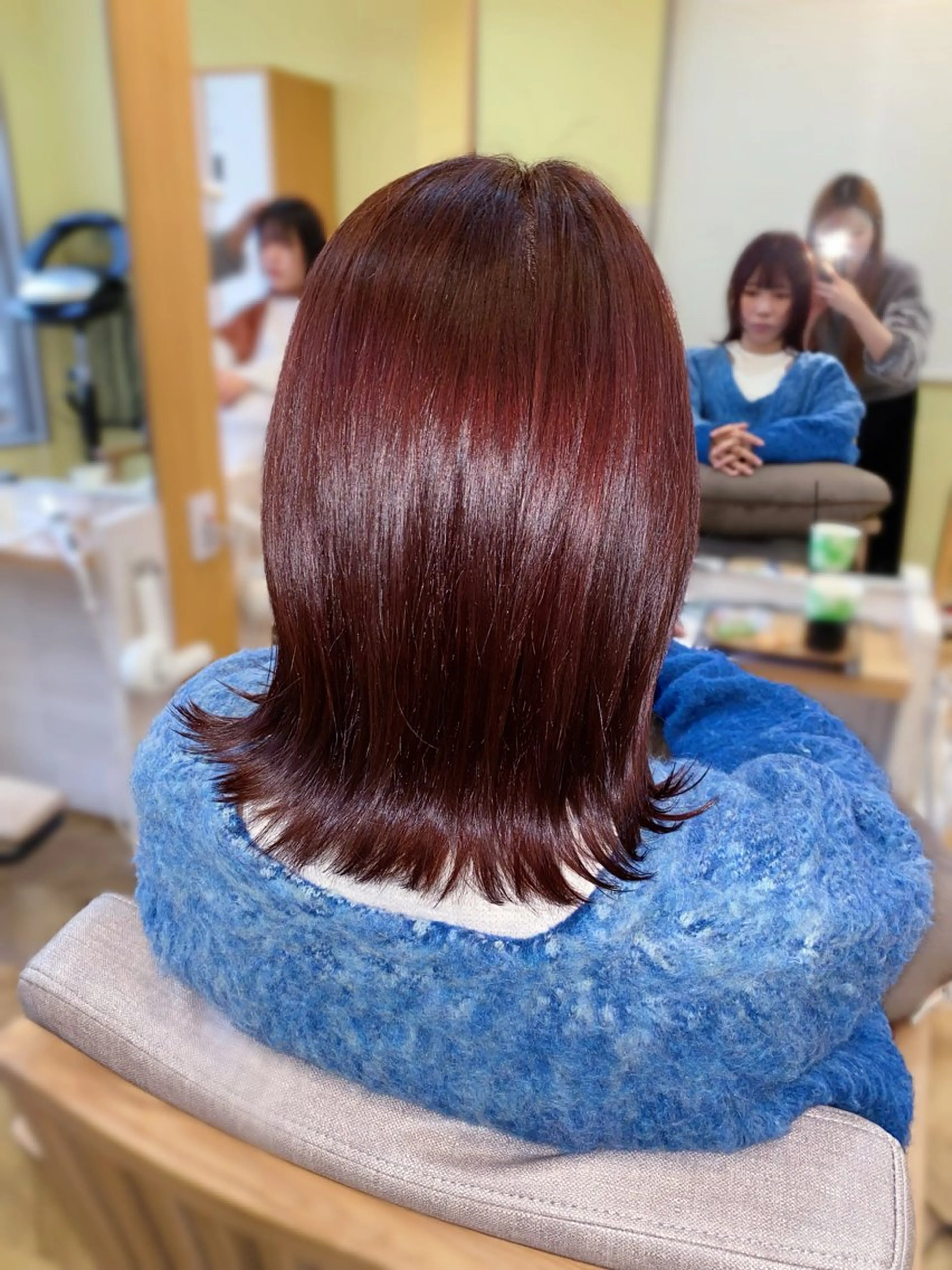 ミディアム レッドブラウン カット ヘアカラー トリートメント 南上 野々佳のヘアスタイル