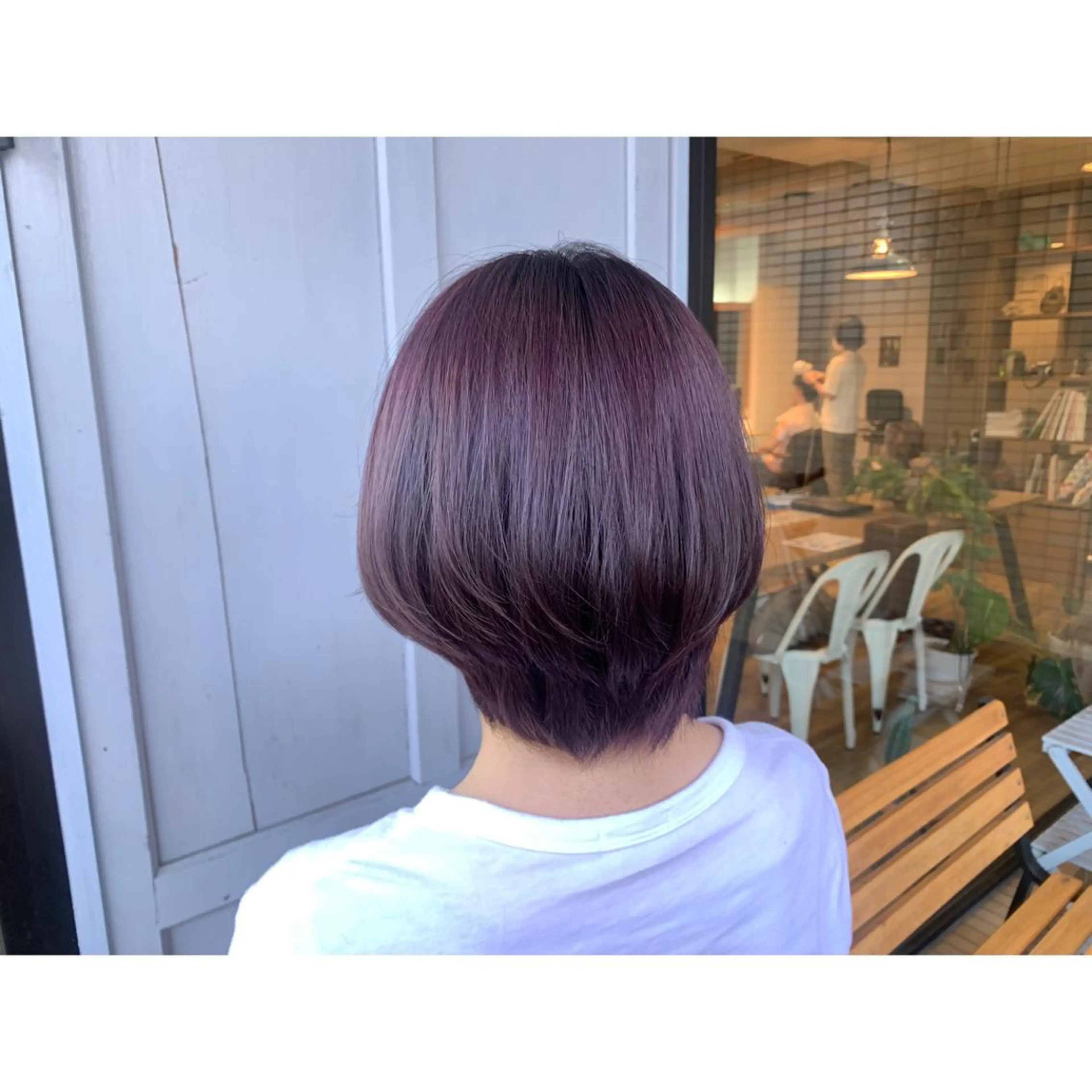 ショート カラー パープルカラー ヘアカラー トリートメント ツキダテ ユイのヘアスタイル