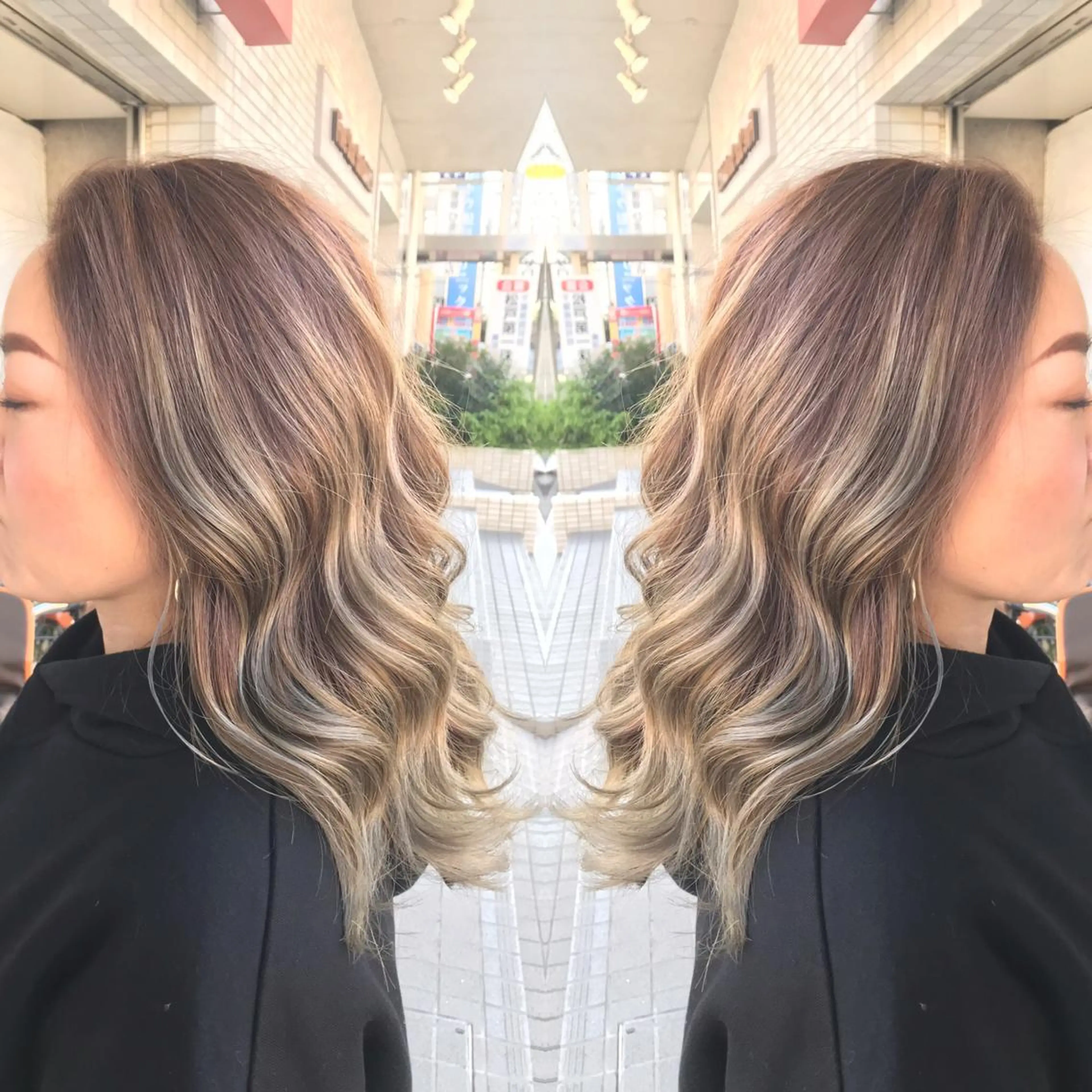 ロング カラー 外国人風カラー カット ヘアカラー トリートメント 正分 真美のヘアスタイル