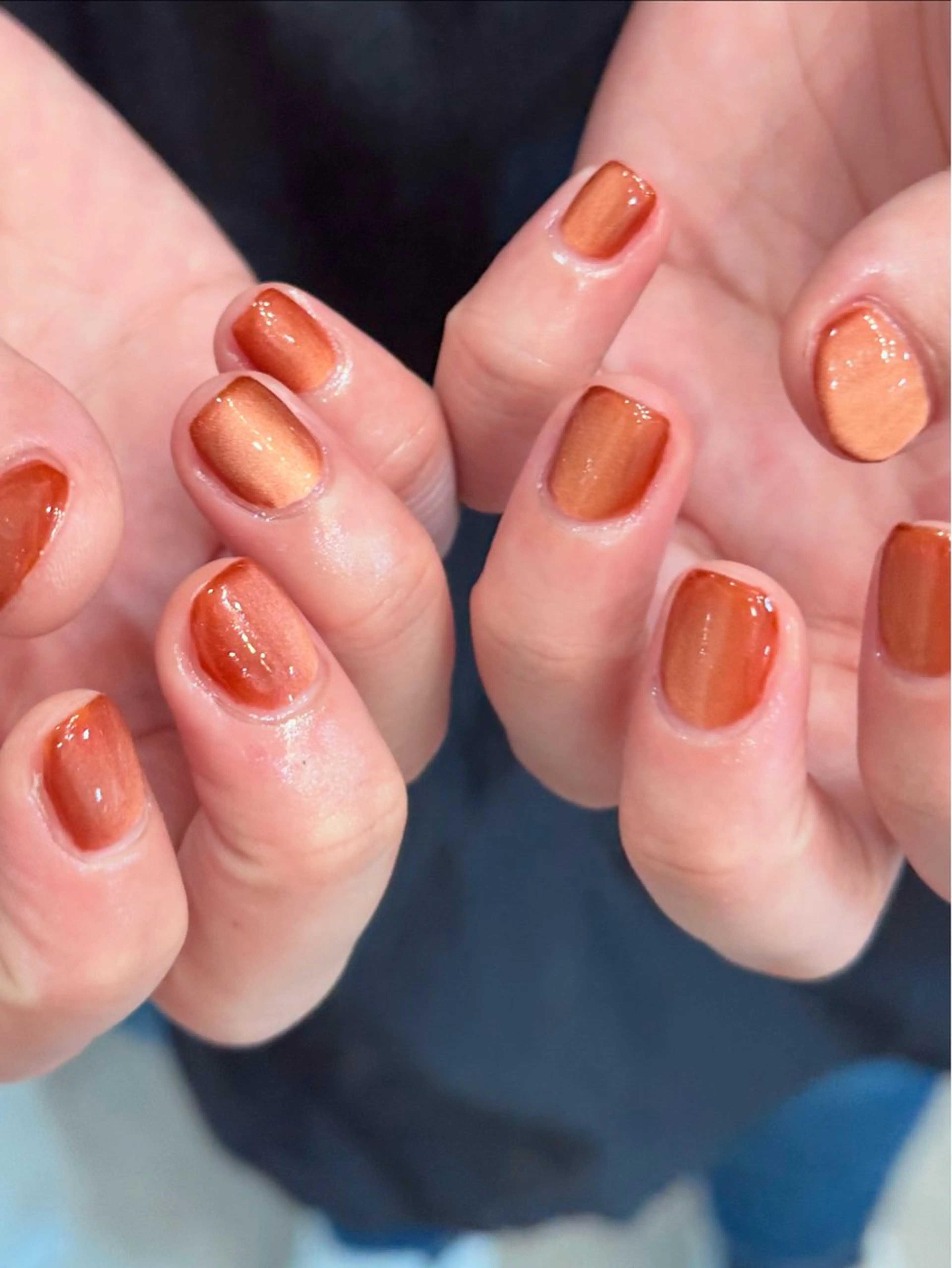 ネイル 氷ネイル・うるうるネイル マグネットネイル オレンジ ハンドネイル ICI -Atelier coco-所属・ICI イスィ keiのネイルデザイン