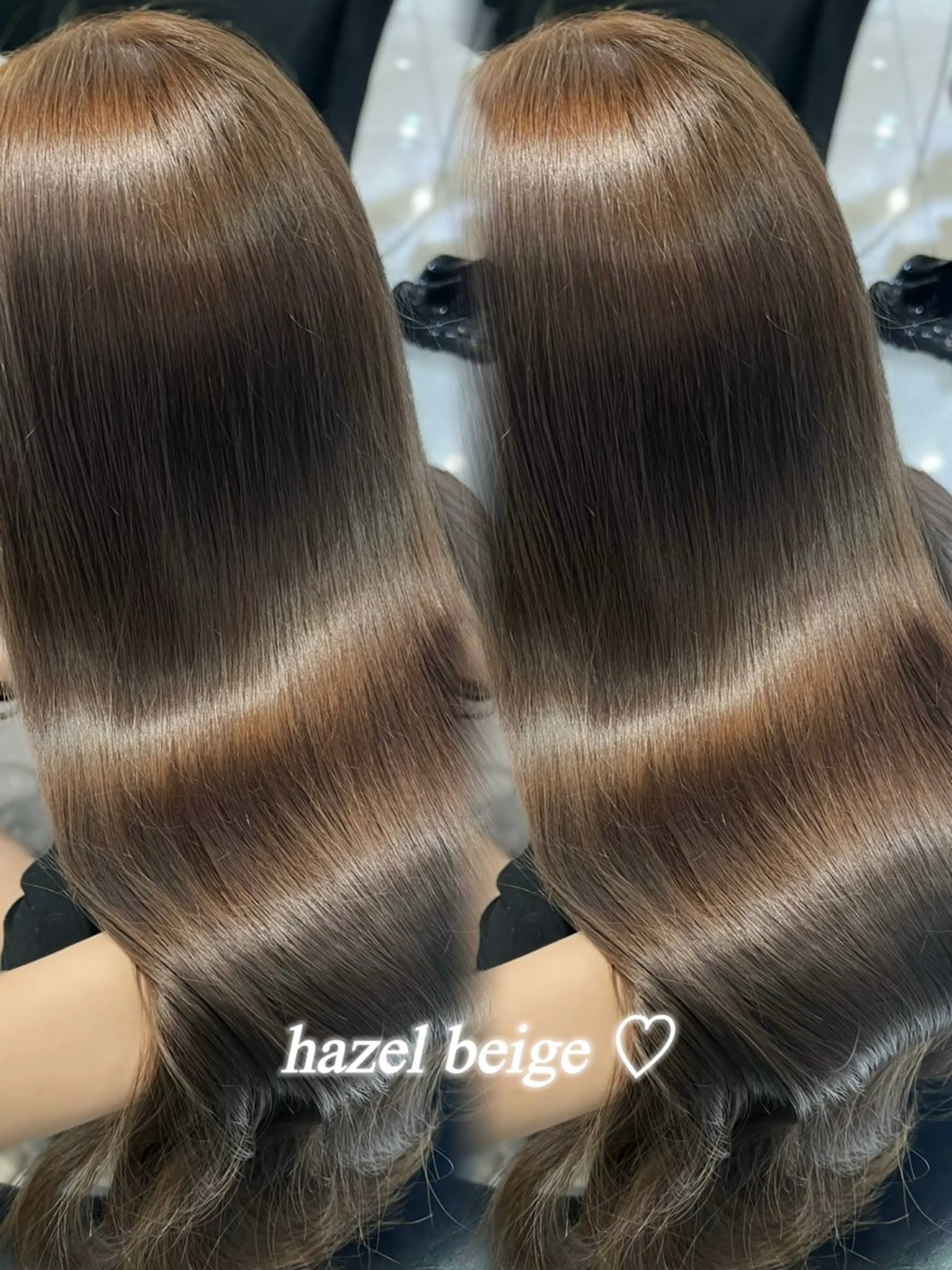 ロング カラー ベージュカラー ヘーゼル ヘアカラー トリートメント 韓国レイヤー×モテ髪 /MITSUKI🤍のヘアスタイル