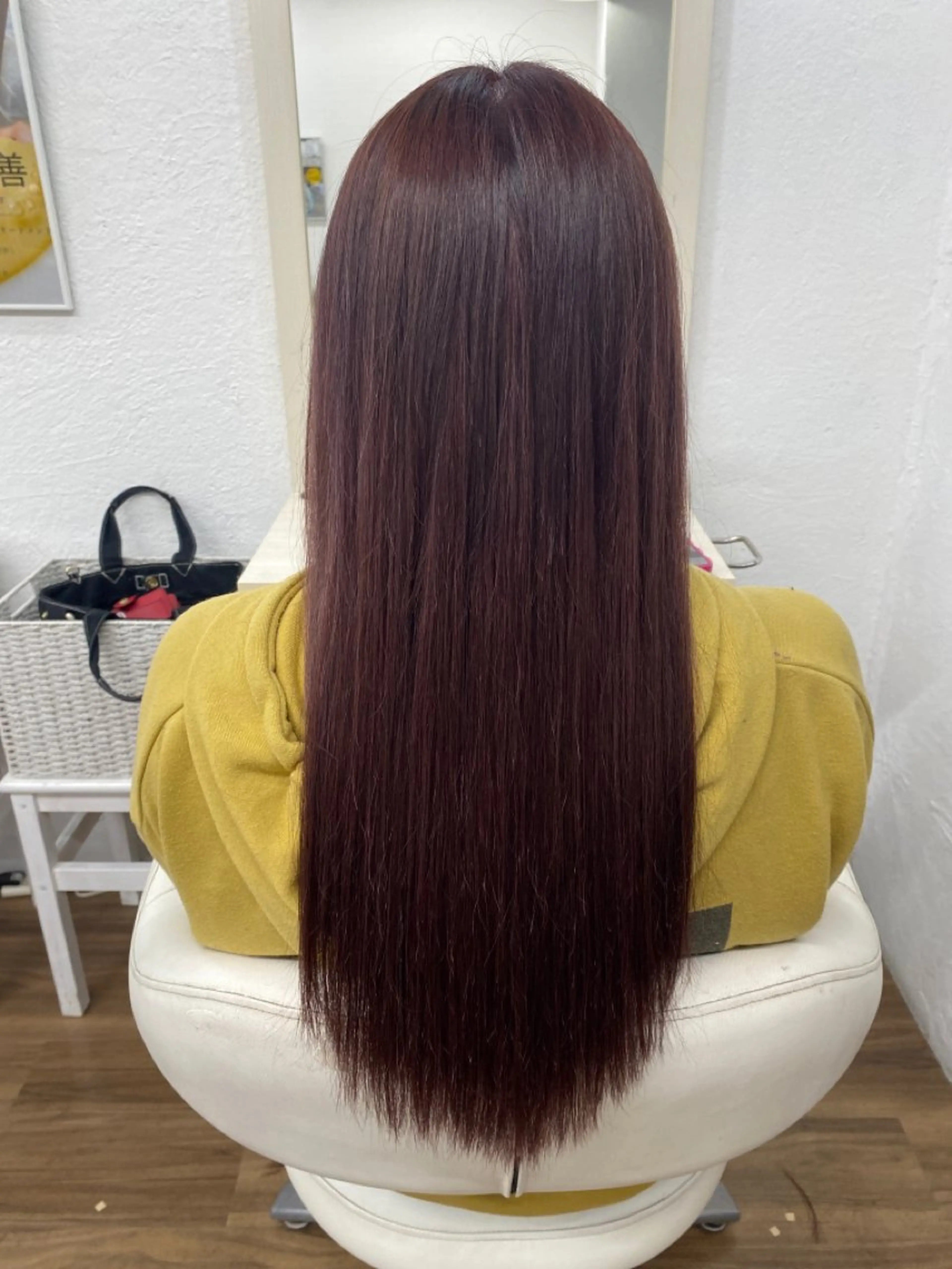 ロング カラー レッドカラー エクステ ヘアカラー トリートメント エクステ GLOSS 心斎橋 山上のヘアスタイル