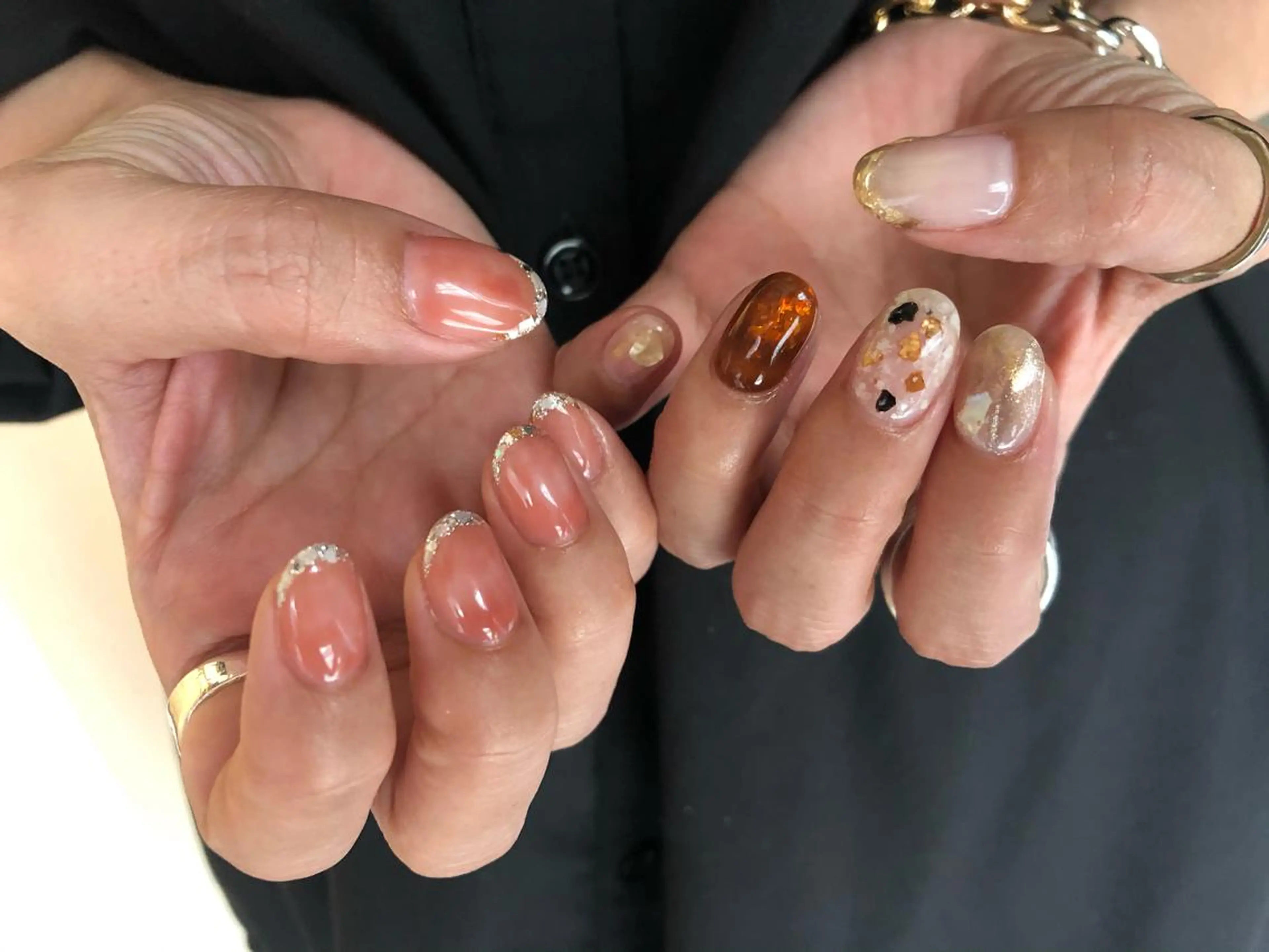 ネイル フレンチネイル ガラスフレンチ 持ち込み ニュアンスネイル ハンドネイル パラあり！フィルイン 美フォルムのネイルデザイン