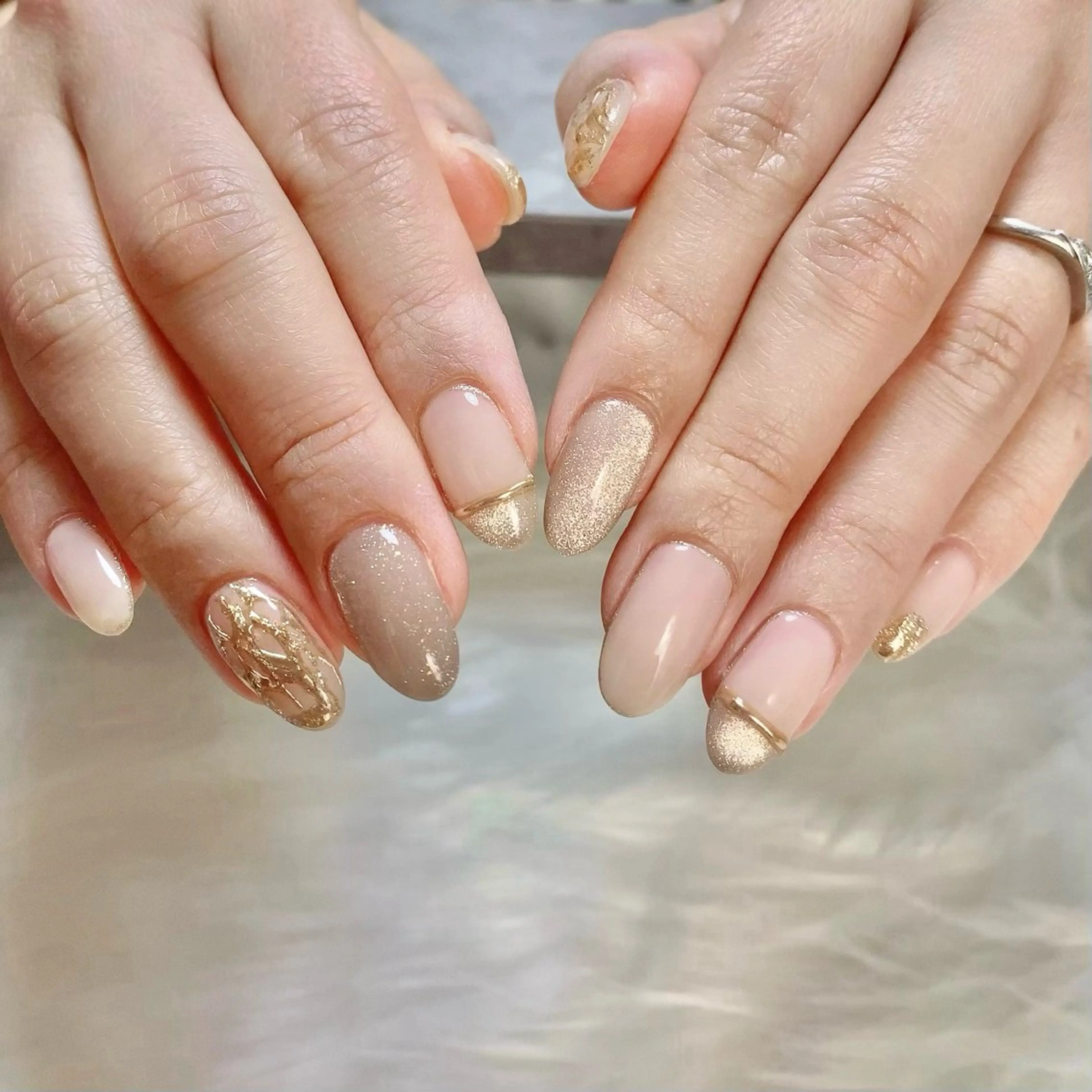 ミディアム 入学式 卒業式のヘアスタイル ハンドネイル cattleya nailのネイルデザイン